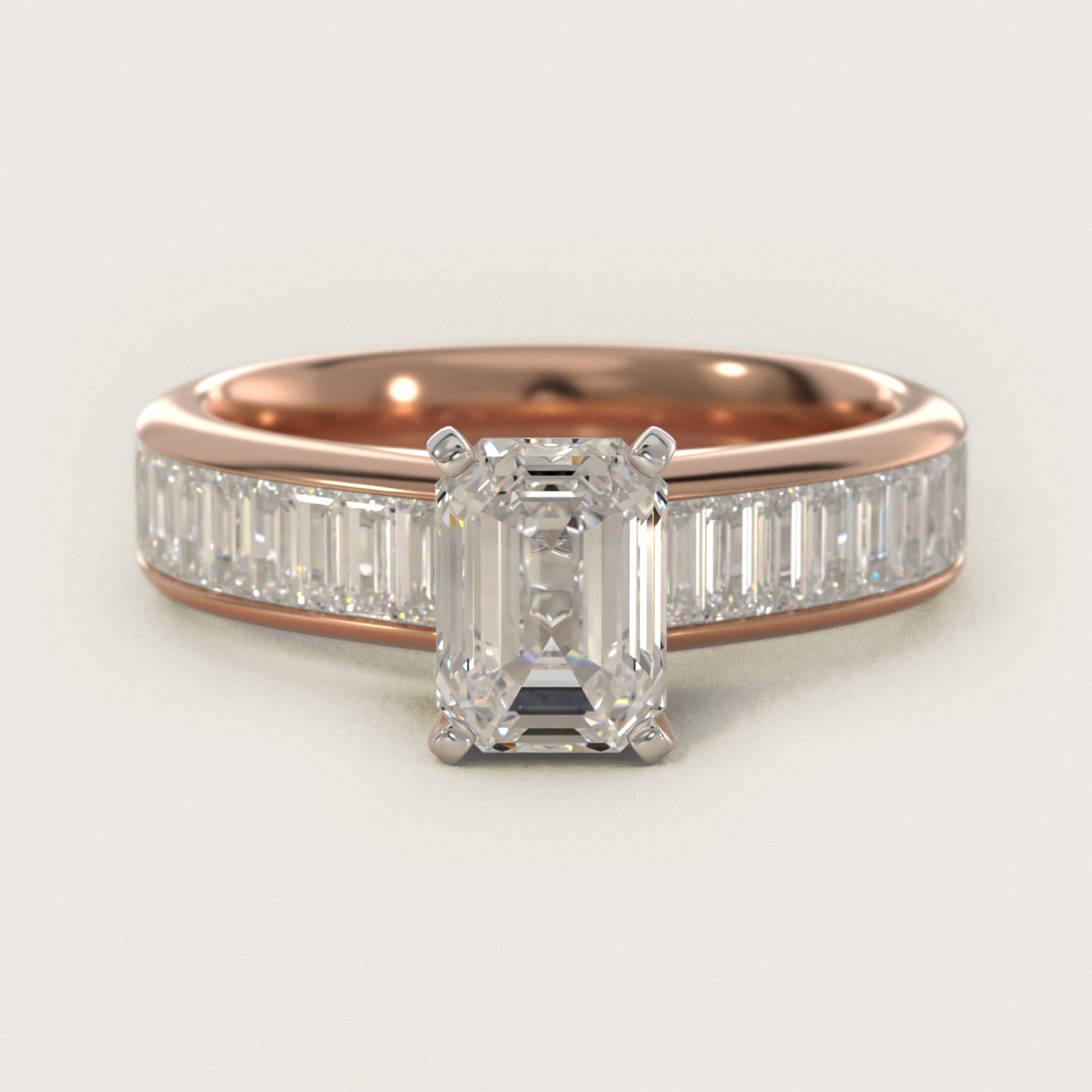 Channel Set Baguette Diamond Engagement Ring in 14k Rose Gold (1 ct. tw.) - Emerald Center