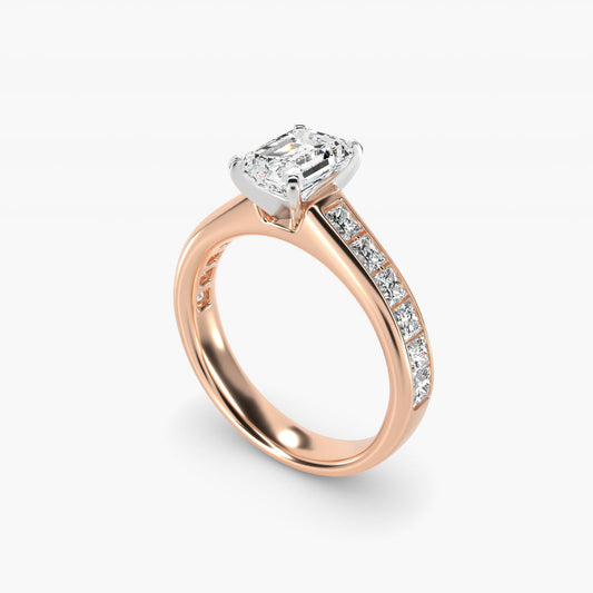 Channel Set Princess Diamond Engagement Ring in 14k Rose Gold (1 ct. tw.) - Emerald Center