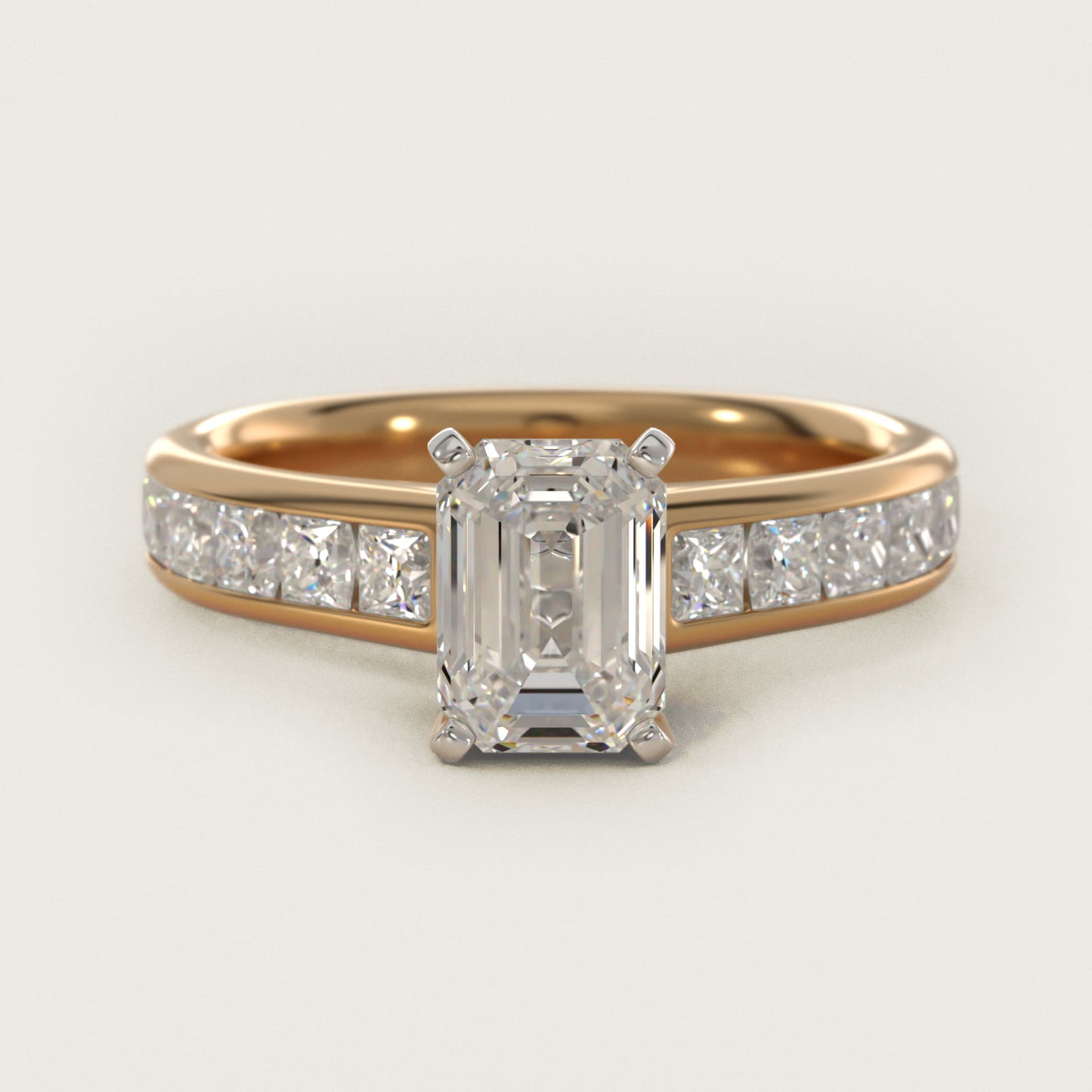 Channel Set Princess Diamond Engagement Ring in 14k Yellow Gold (1 ct. tw.) - Emerald Center