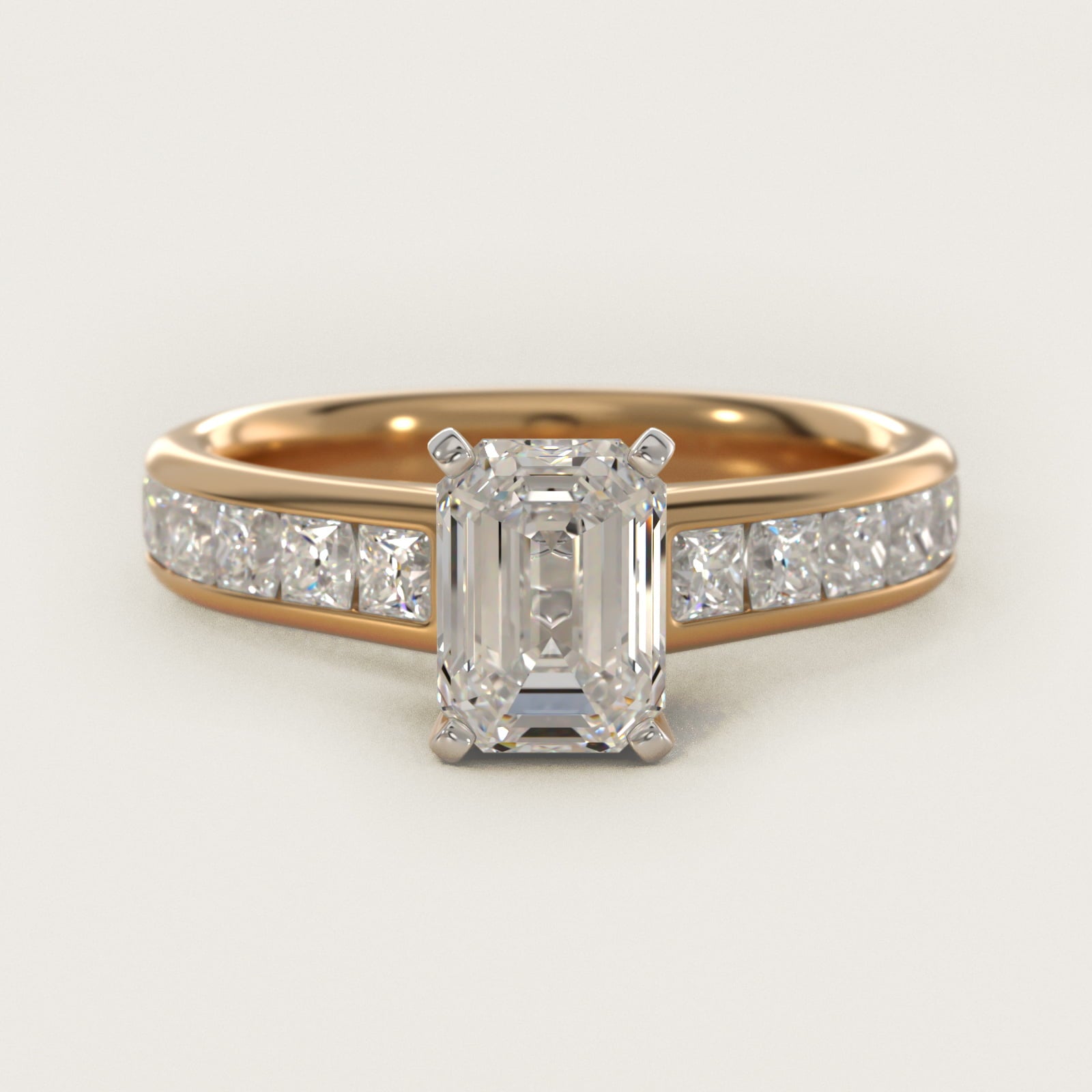 Channel Set Princess Diamond Engagement Ring in 14k Yellow Gold (1 ct. tw.) - Emerald Center