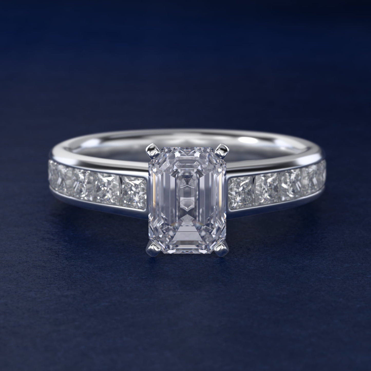 Channel Set Princess Diamond Engagement Ring in Platinum (1 ct. tw.) - Emerald Center