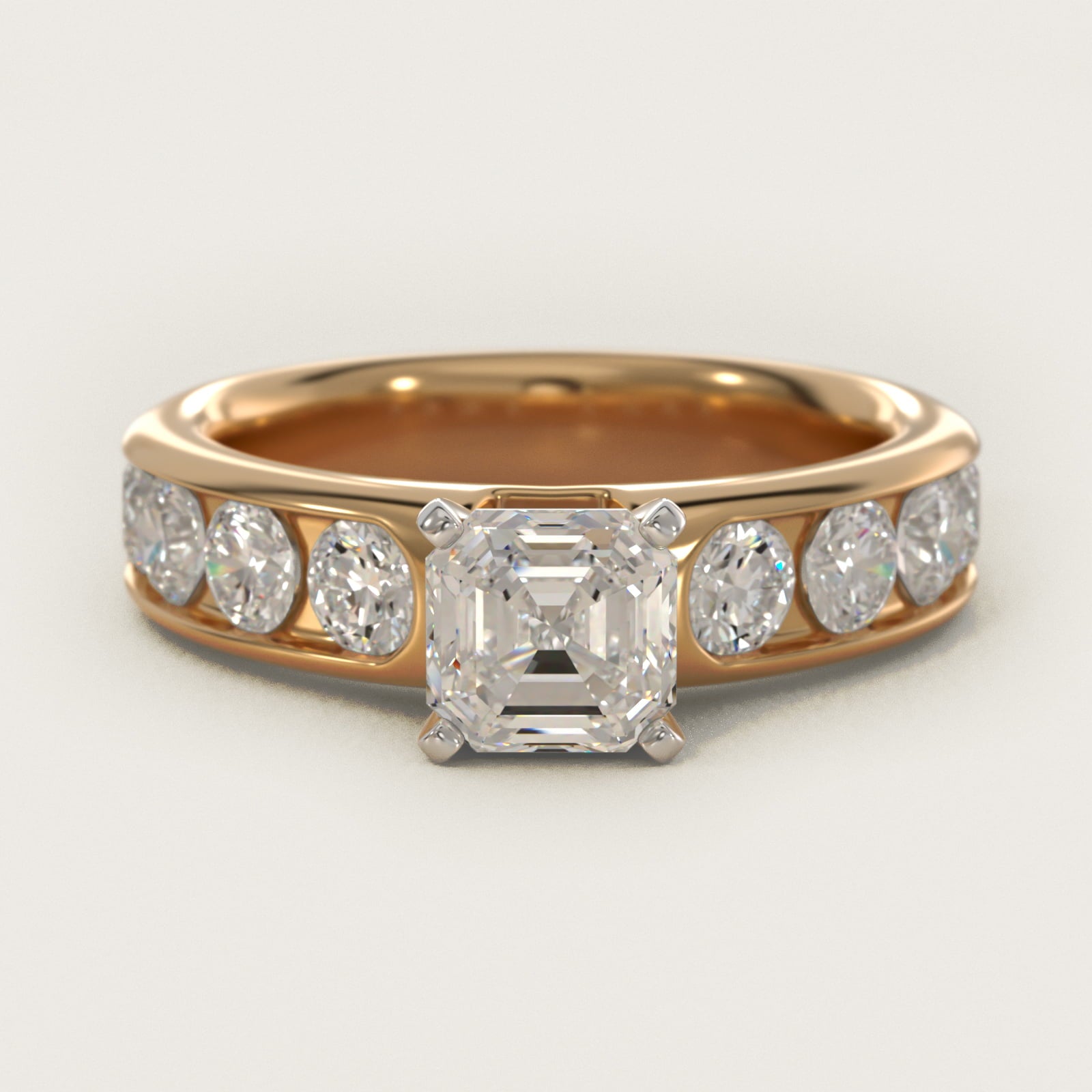 Channel Set Round Diamond Engagement Ring in 14k Yellow Gold (1 1/2 ct. tw.) - Asscher Center