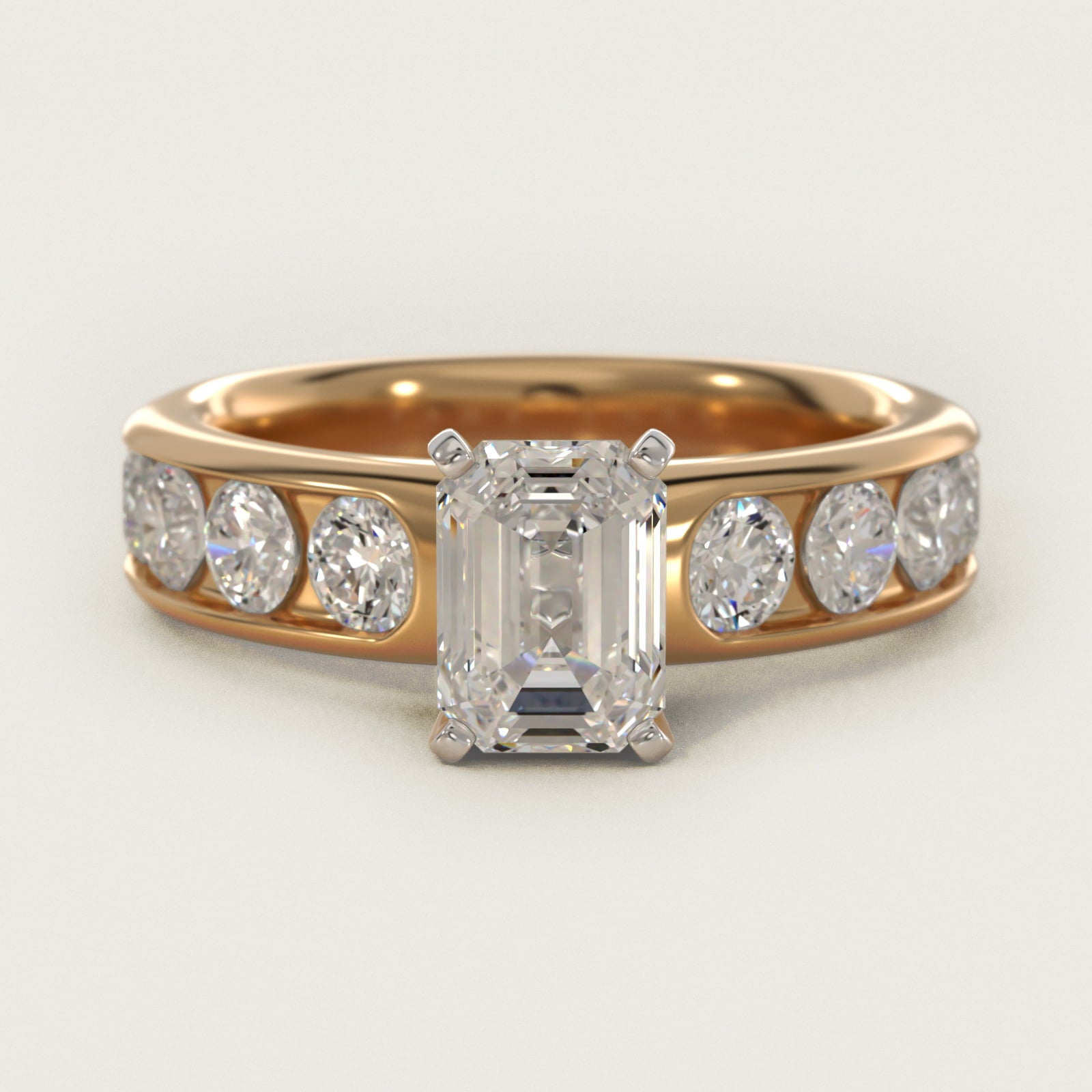 Channel Set Round Diamond Engagement Ring in 18k Yellow Gold (1 1/2 ct. tw.) - Emerald Center