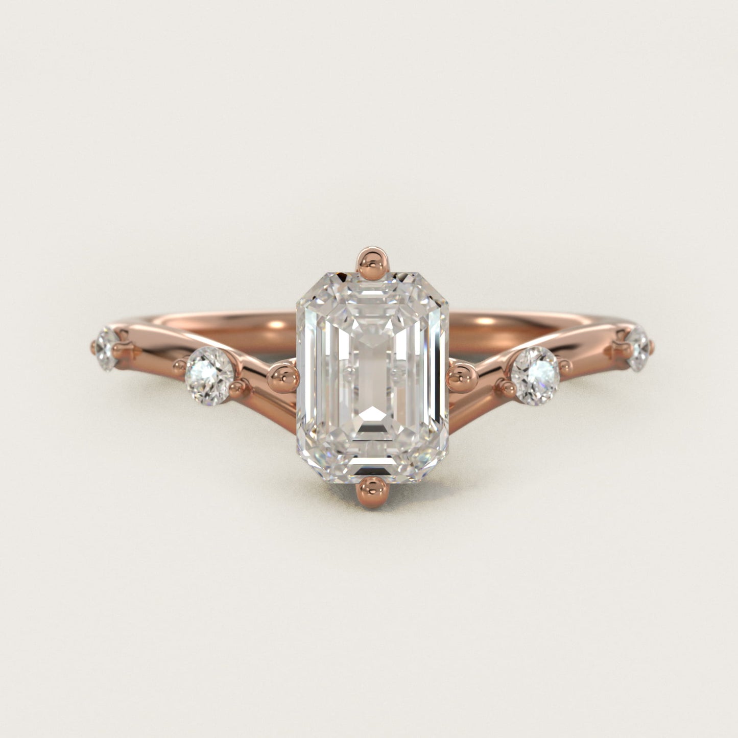 Chevron Diamond Station Side Stone Engagement Ring In 18k Rose Gold By James Allen - Emerald Center