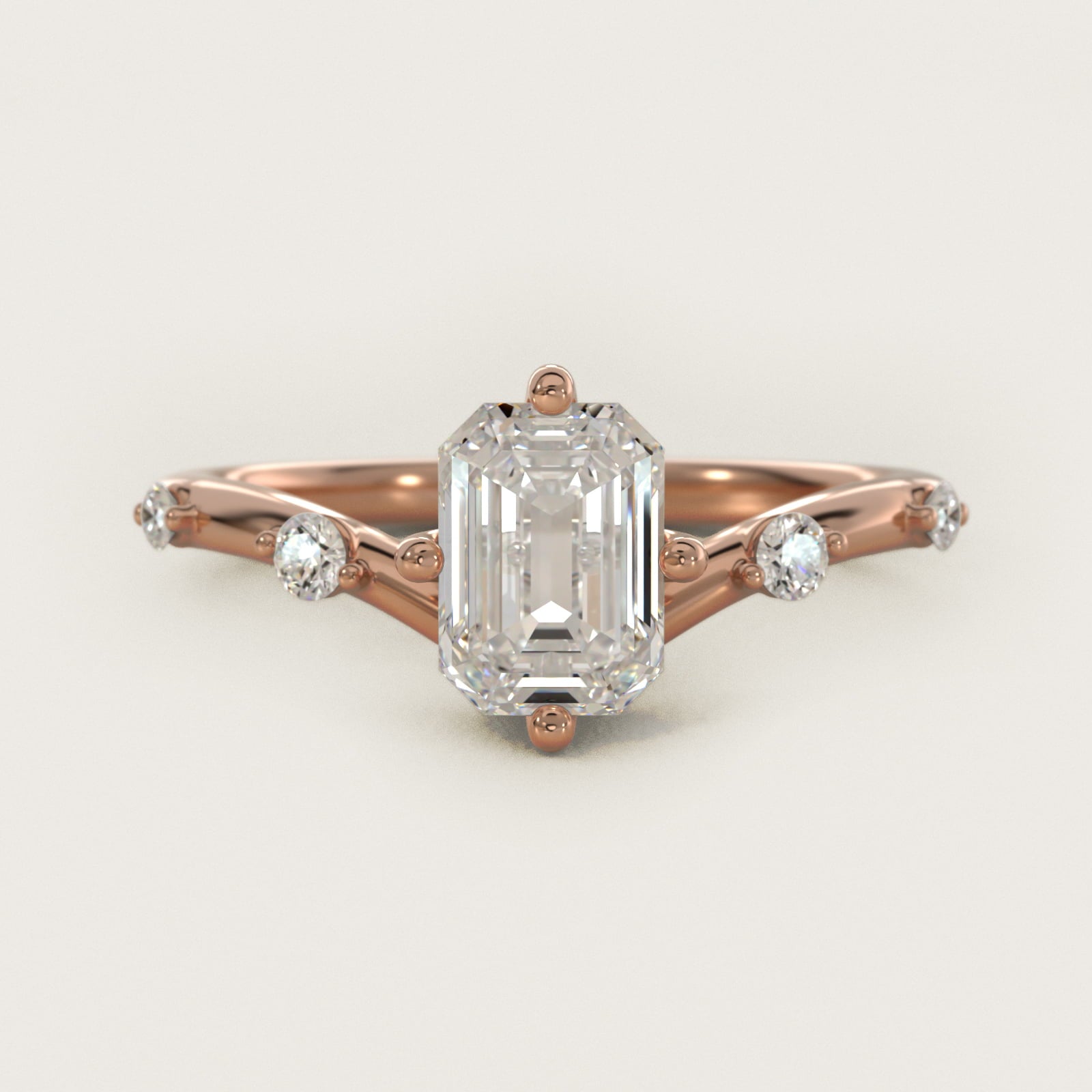 Chevron Diamond Station Side Stone Engagement Ring In 18k Rose Gold By James Allen - Emerald Center