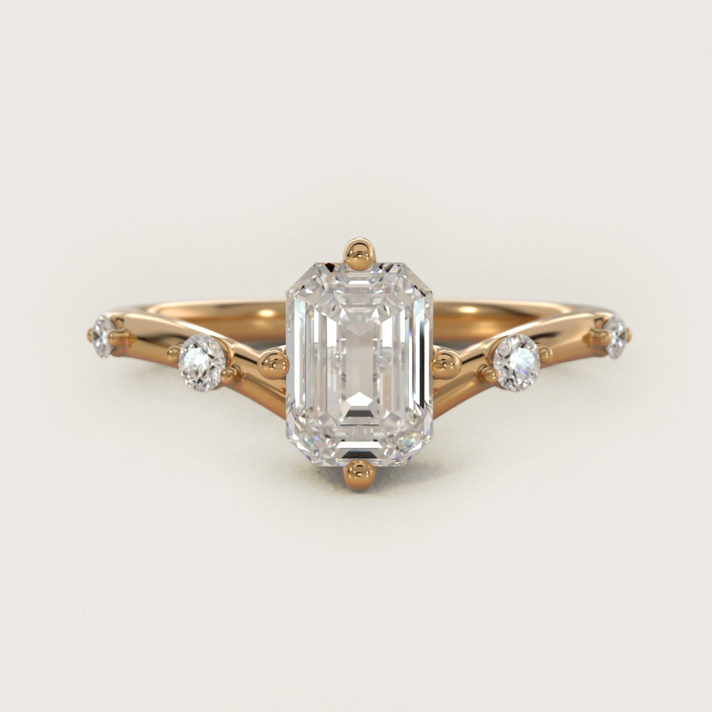 Chevron Diamond Station Side Stone Engagement Ring In 14K Yellow Gold By James Allen - Emerald Center