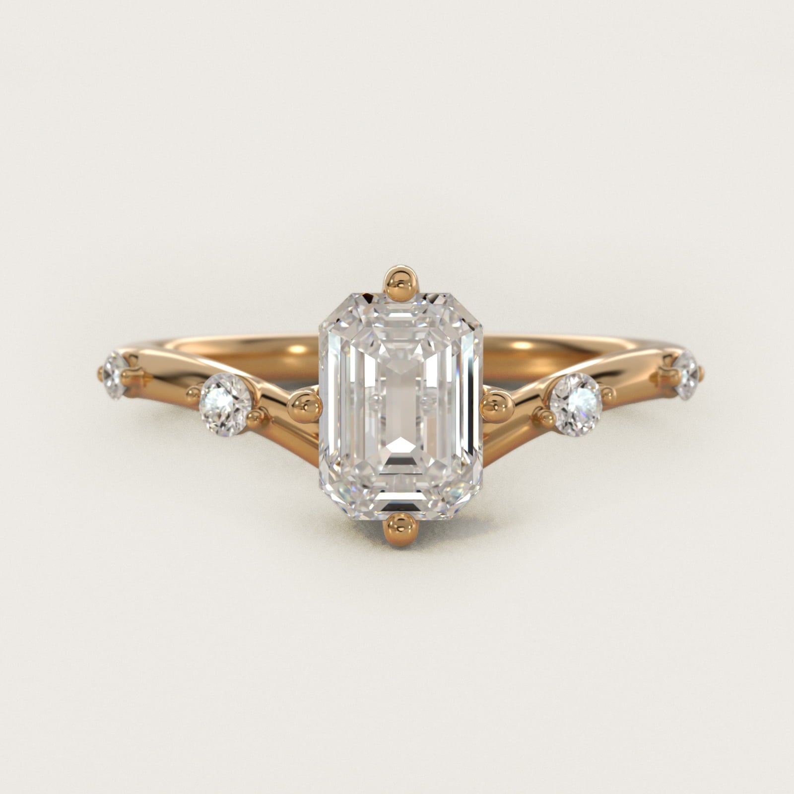 Chevron Diamond Station Side Stone Engagement Ring In 18k Yellow Gold By James Allen - Emerald Center