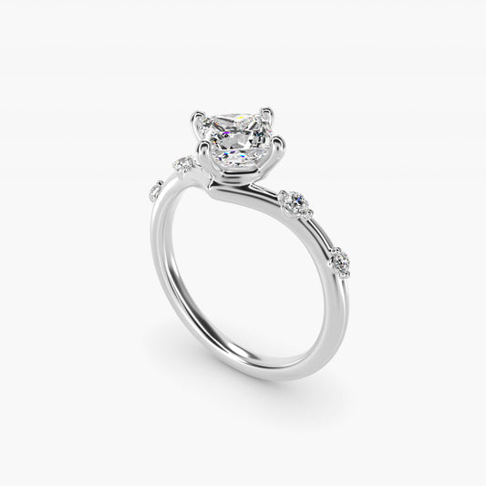 Chevron Diamond Station Side Stone Engagement Ring In Platinum By James Allen - Princess Center