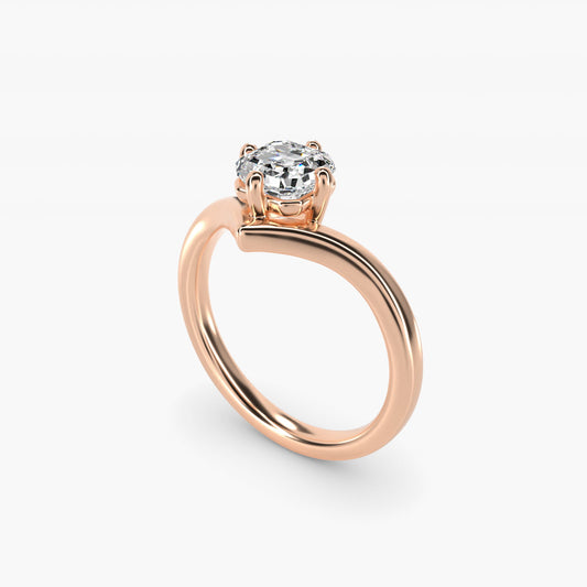 Chevron Solitaire Engagement Ring in 14k Rose Gold - Asscher Center