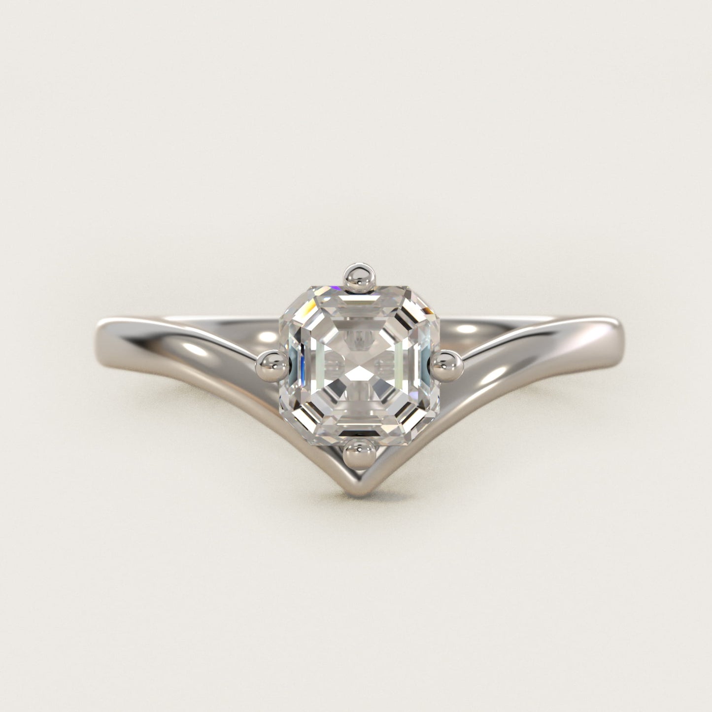 Chevron Solitaire Engagement Ring in Platinum - Asscher Center