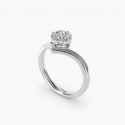 Chevron Solitaire Engagement Ring in Platinum - Cushion Center