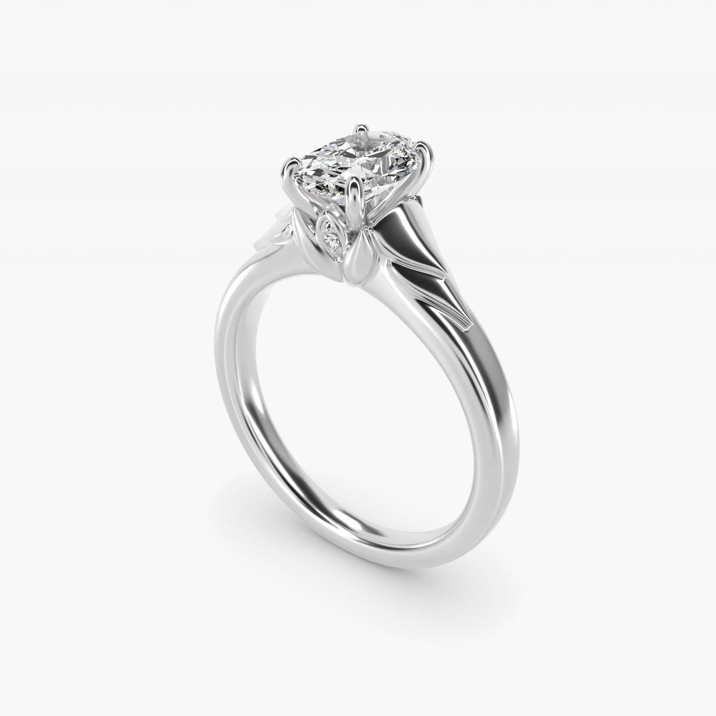 Chevron Solitaire Plus Engagement Ring in Platinum - Oval Center