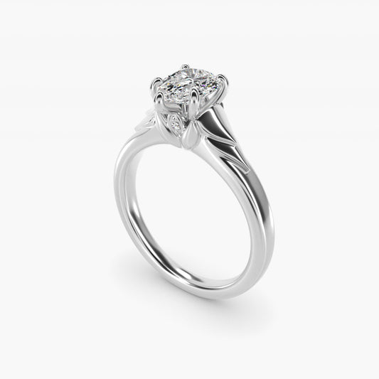 Chevron Solitaire Plus Engagement Ring in 14k White Gold - Pear Center