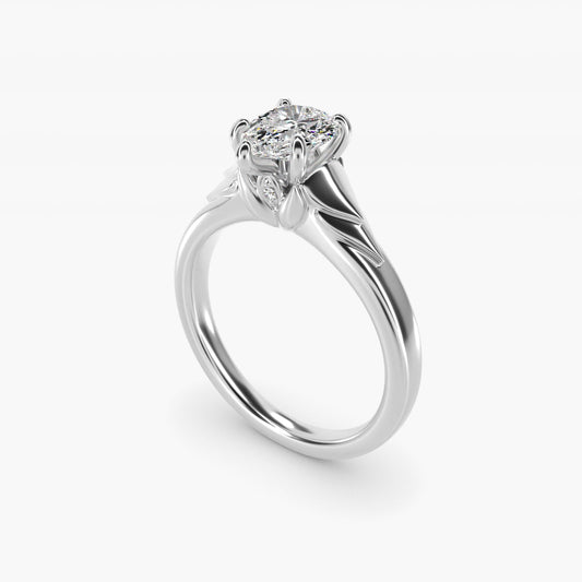 Chevron Solitaire Plus Engagement Ring in Platinum - Pear Center