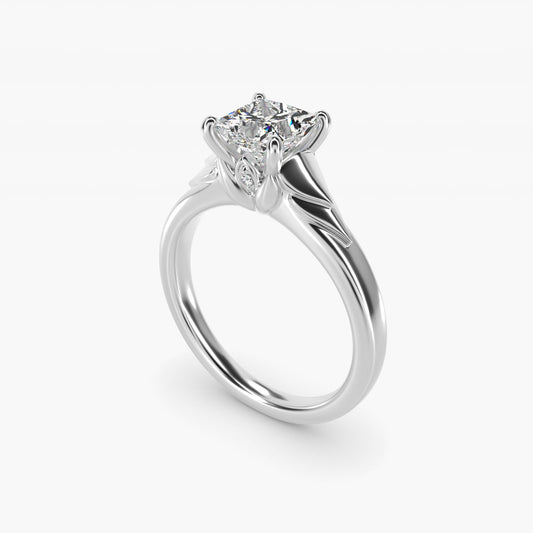 Chevron Solitaire Plus Engagement Ring in Platinum - Princess Center