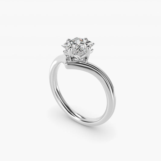 Chevron Solitaire Engagement Ring in Platinum - Princess Center