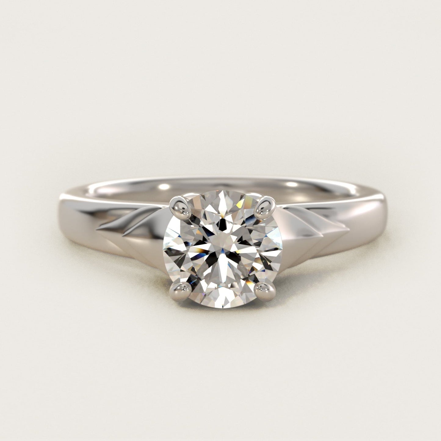 Chevron Solitaire Plus Engagement Ring in Platinum - Round Center