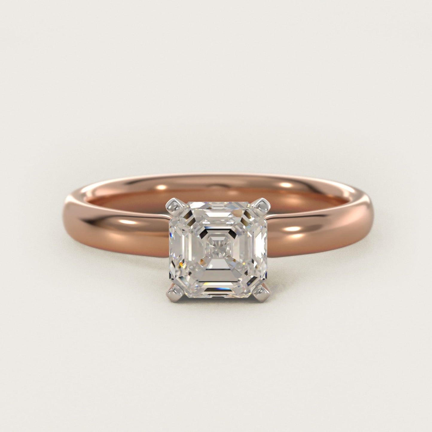 Classic Comfort Fit Solitaire Engagement Ring in 14k Rose Gold (2.5mm) - Asscher Center
