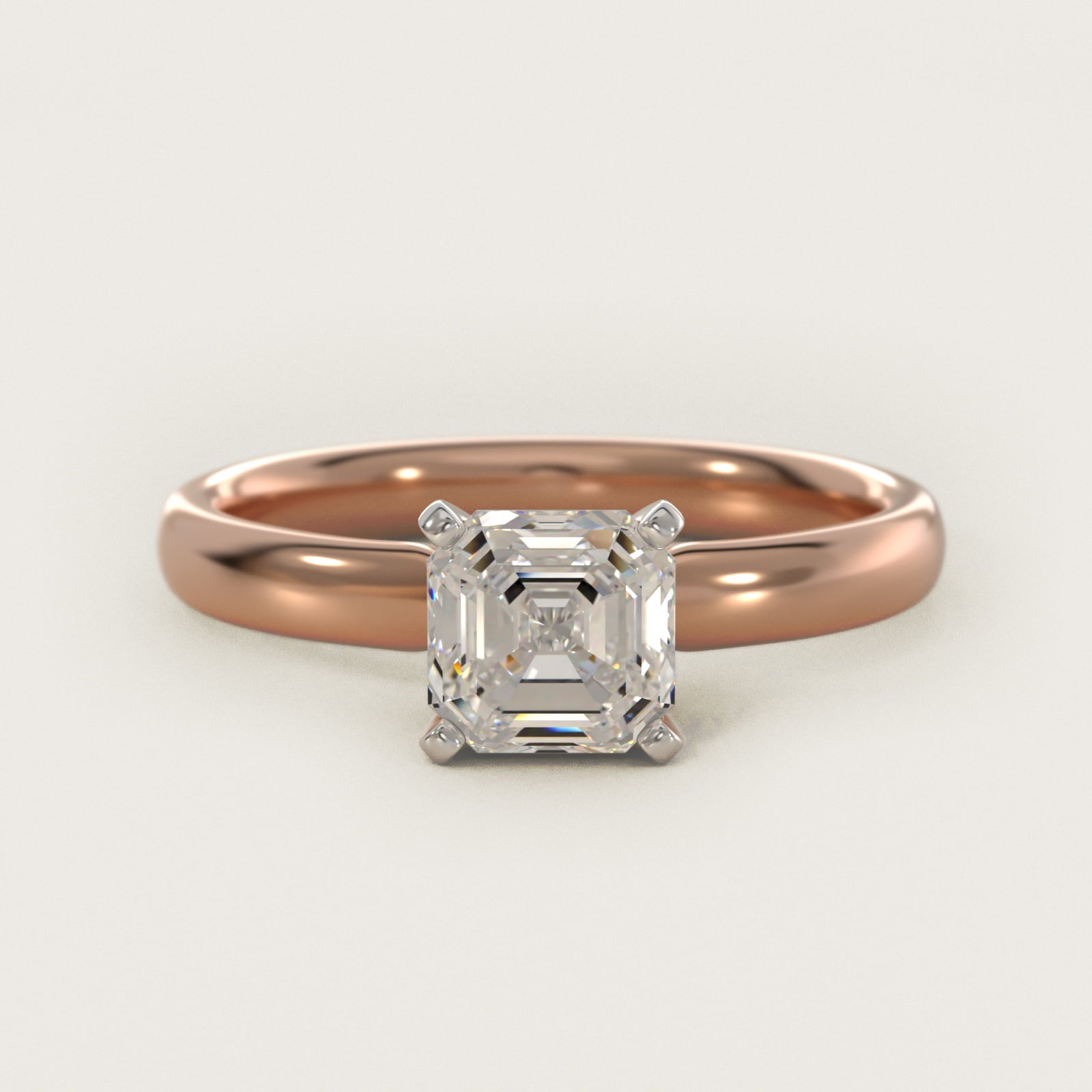 Classic Comfort Fit Solitaire Engagement Ring in 14k Rose Gold (2.5mm) - Asscher Center