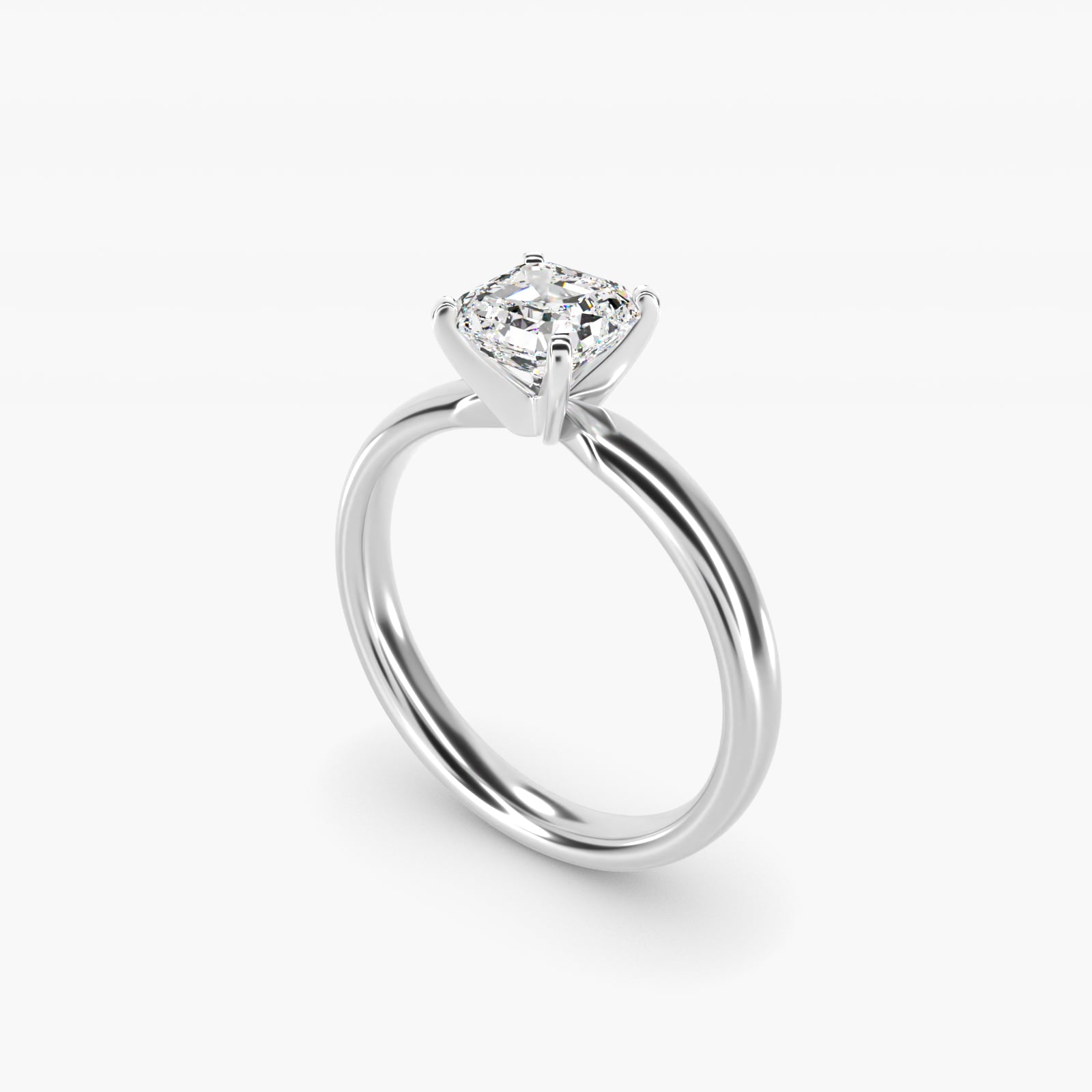 Classic Comfort Fit Solitaire Engagement Ring in 14k White Gold (2.5mm) - Asscher Center