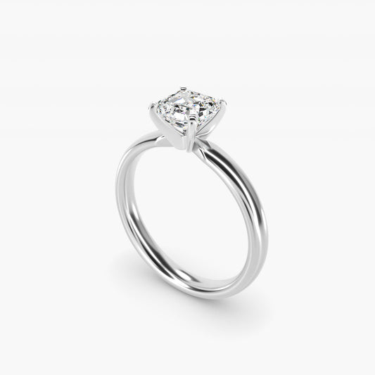Classic Comfort Fit Solitaire Engagement Ring in 14k White Gold (2.5mm) - Asscher Center