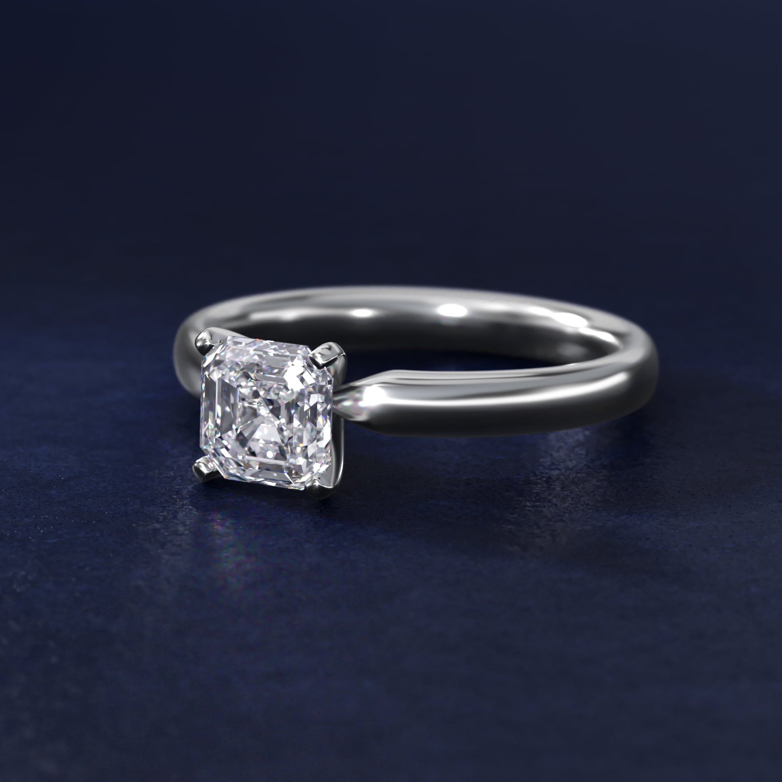 Classic Comfort Fit Solitaire Engagement Ring in 14k White Gold (2.5mm) - Asscher Center
