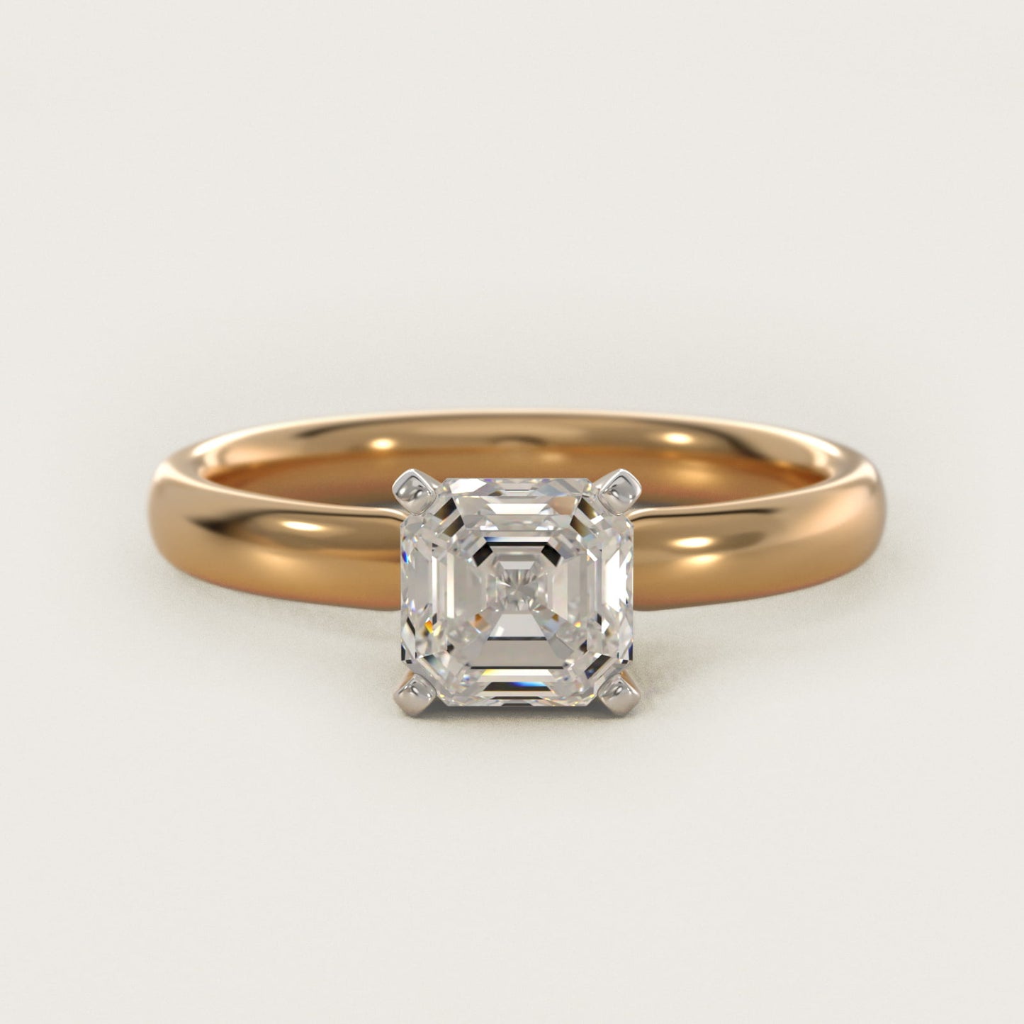 Classic Comfort Fit Solitaire Engagement Ring in 14K Yellow Gold (2.5mm) - Asscher Center
