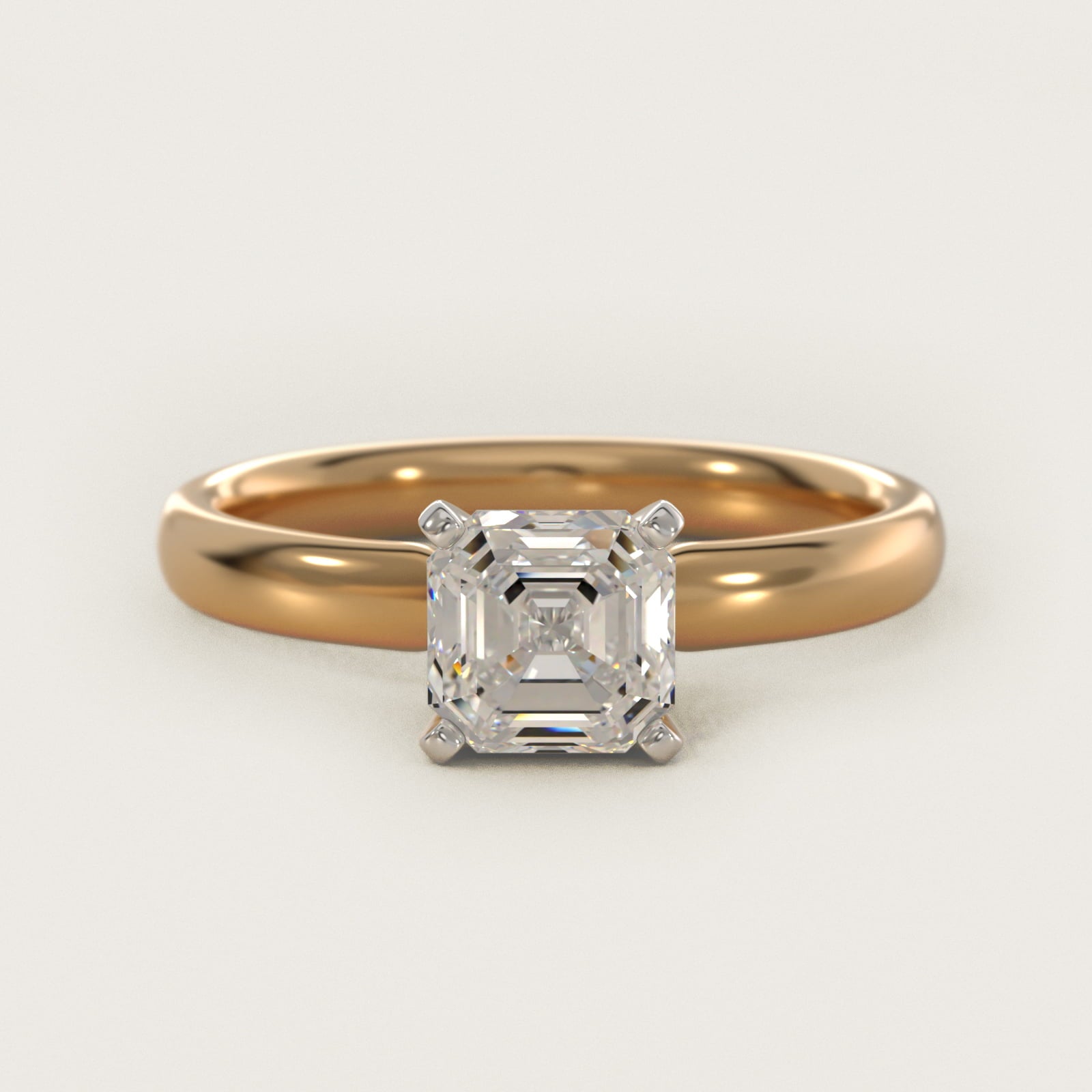 Classic Comfort Fit Solitaire Engagement Ring in 14K Yellow Gold (2.5mm) - Asscher Center
