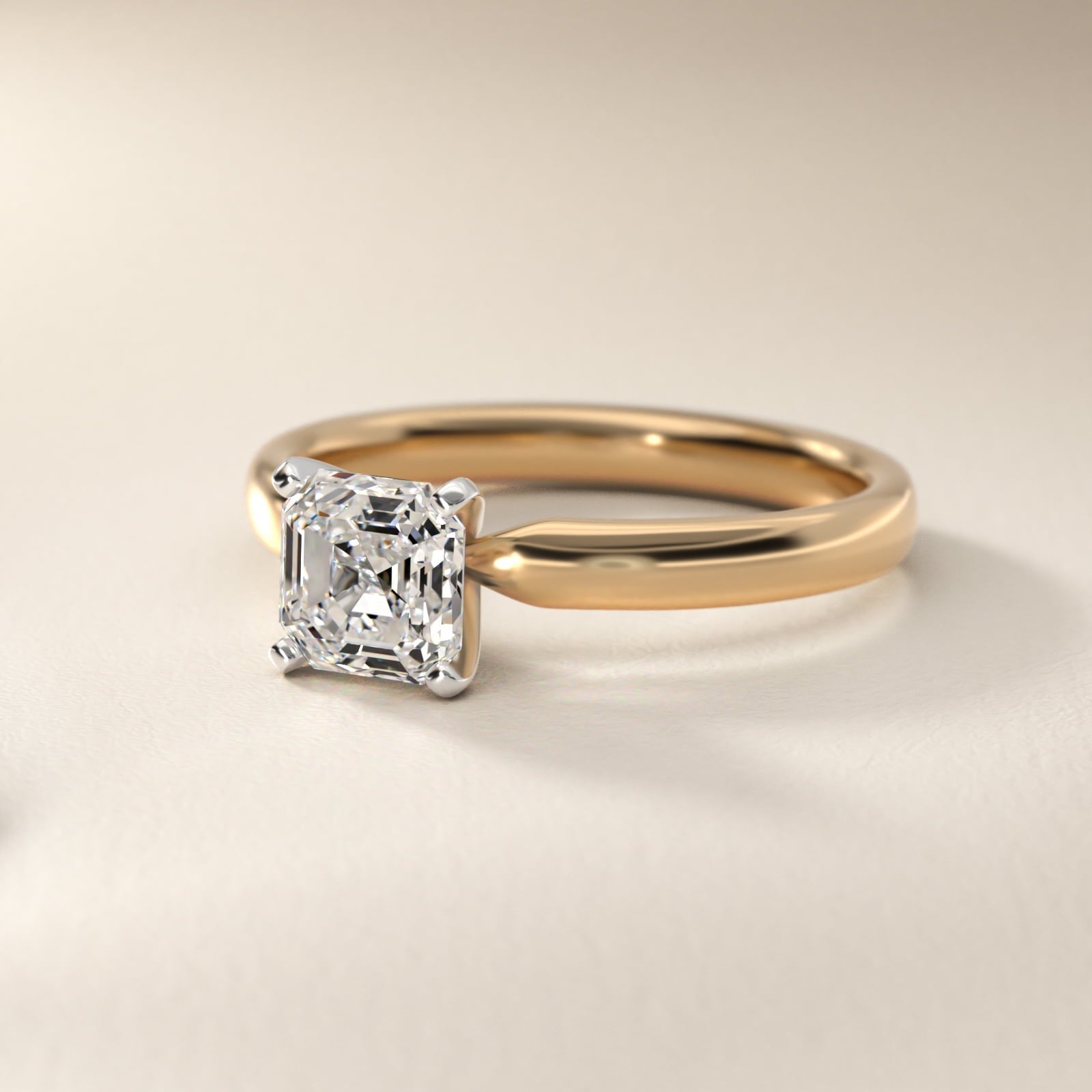 Classic Comfort Fit Solitaire Engagement Ring in 18k Yellow Gold (2.5mm) - Asscher Center