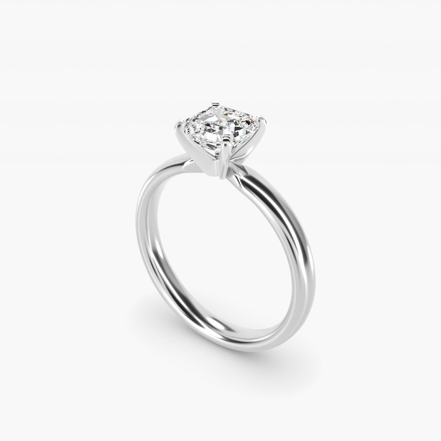 Classic Comfort Fit Solitaire Engagement Ring in Platinum (2.5mm) - Asscher Center