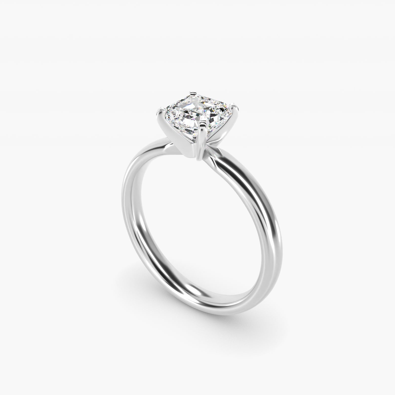 Classic Comfort Fit Solitaire Engagement Ring in Platinum (2.5mm) - Asscher Center