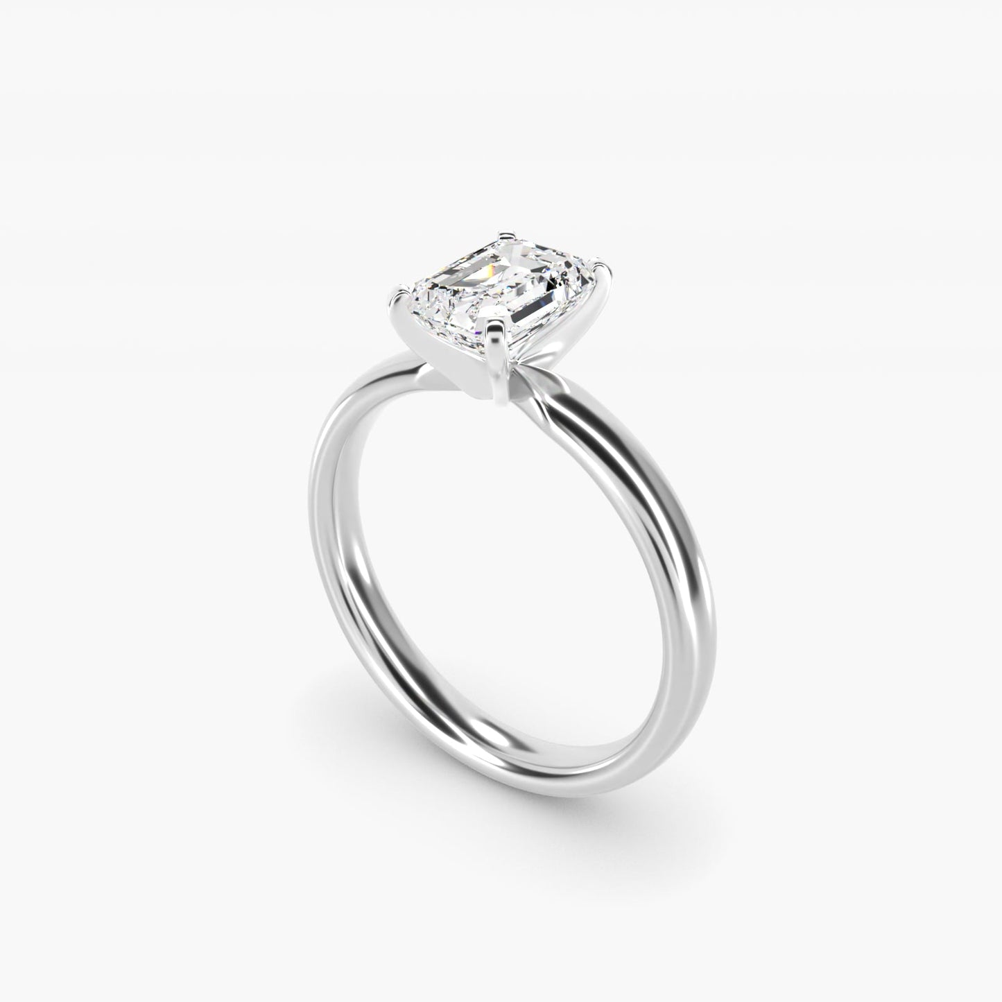 Classic Comfort Fit Solitaire Engagement Ring in 18k White Gold (2.5mm) - Emerald Center