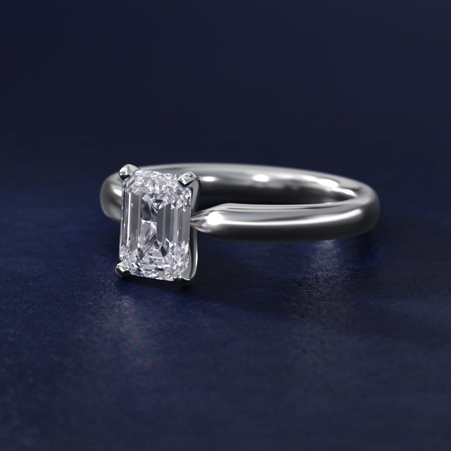Classic Comfort Fit Solitaire Engagement Ring in 14k White Gold (2.5mm) - Emerald Center