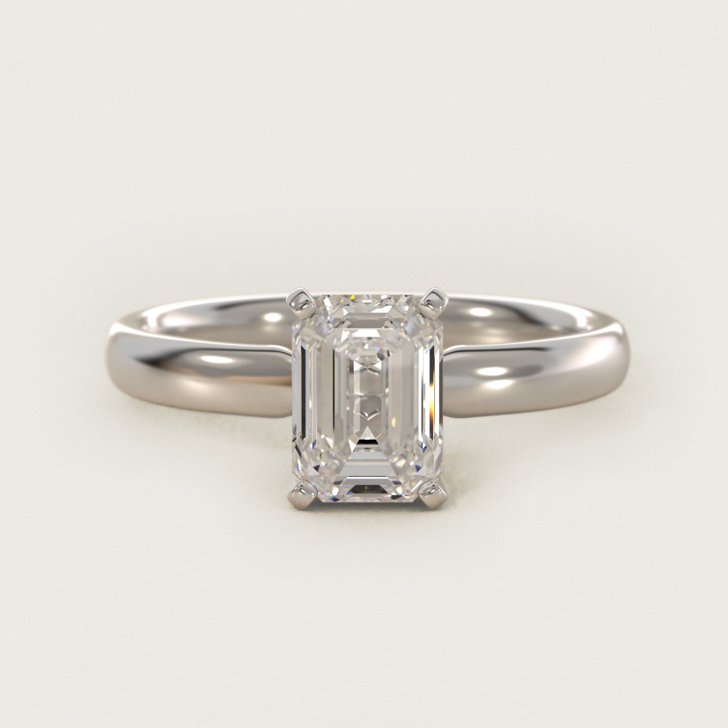 Classic Comfort Fit Solitaire Engagement Ring in 14k White Gold (2.5mm) - Emerald Center