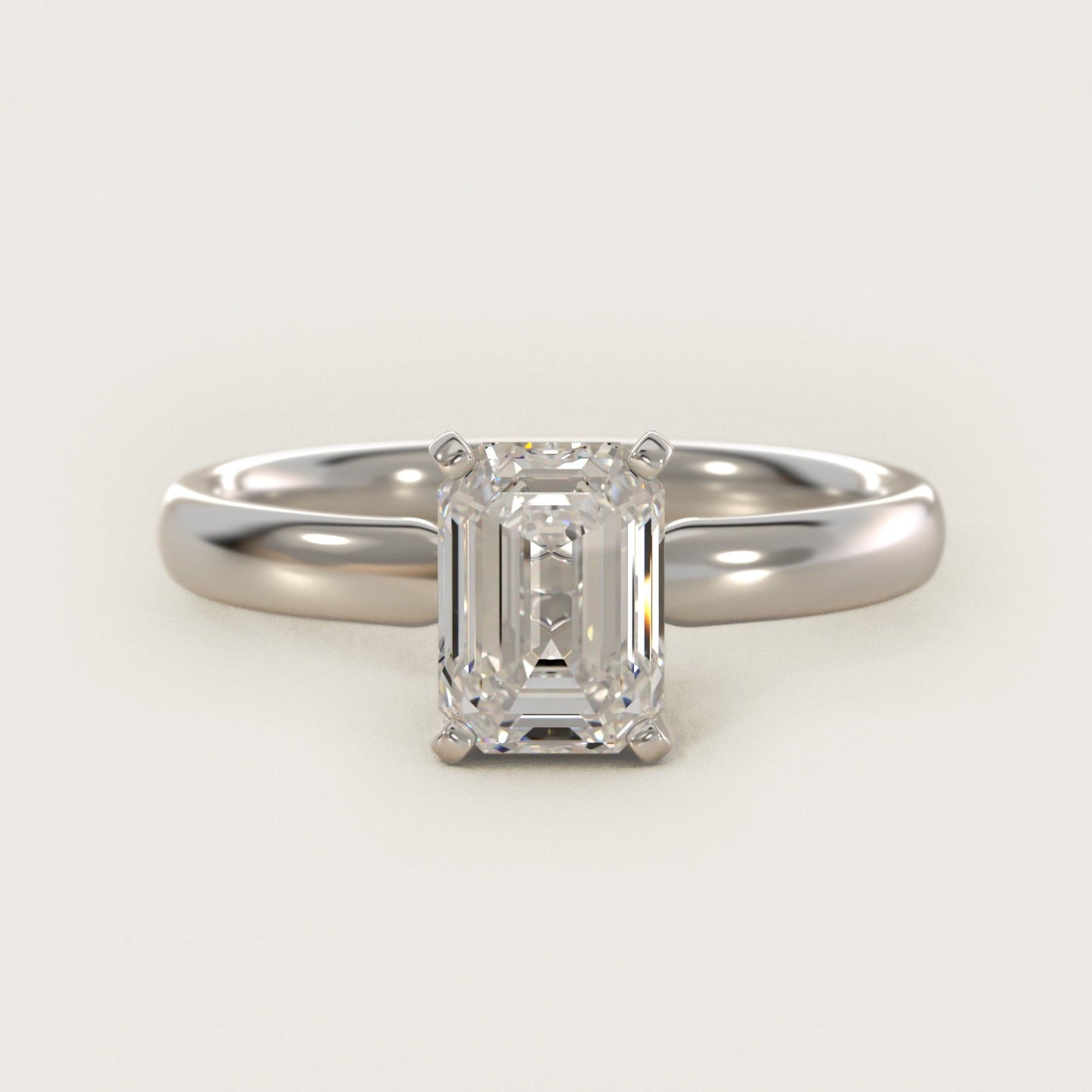 Classic Comfort Fit Solitaire Engagement Ring in 18k White Gold (2.5mm) - Emerald Center