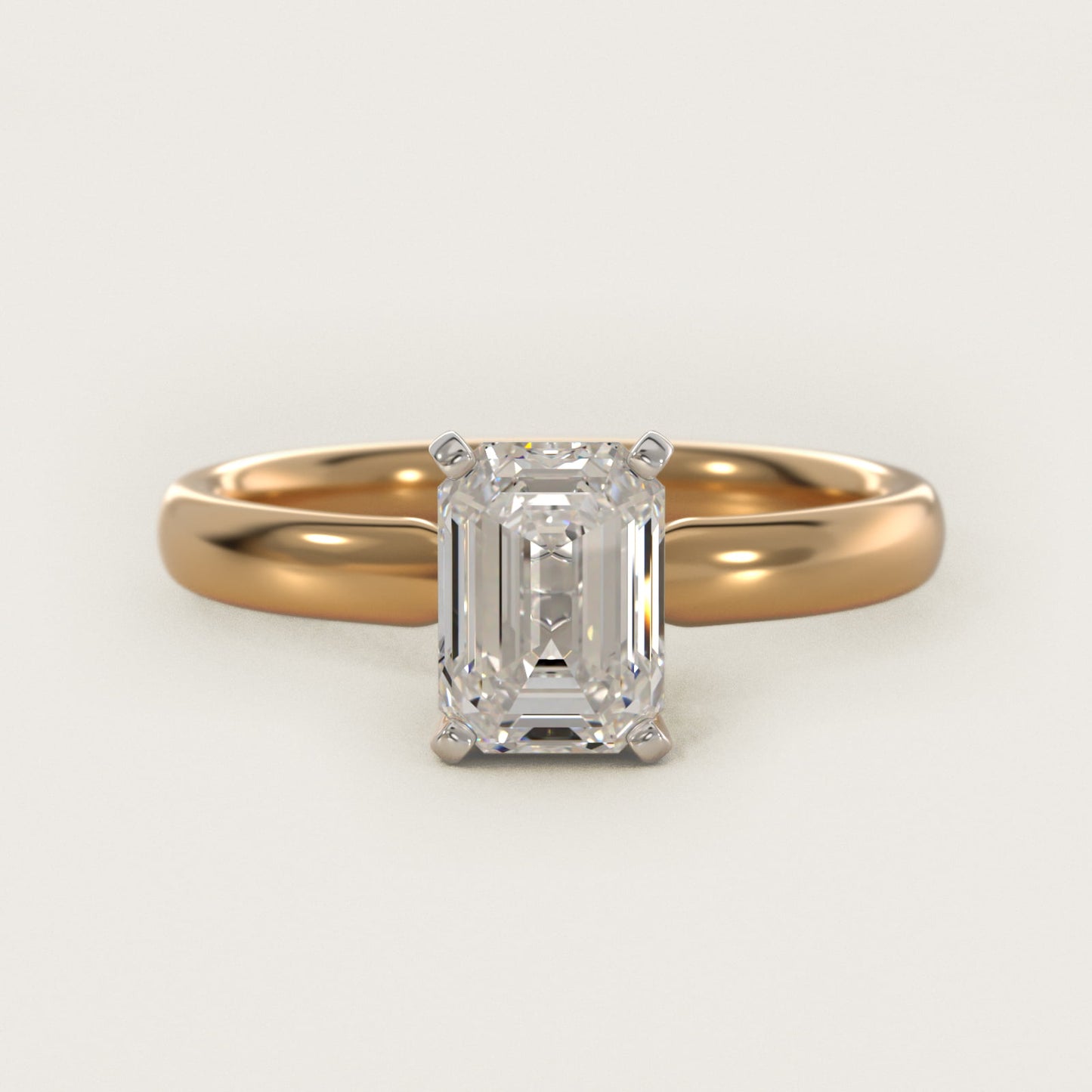Classic Comfort Fit Solitaire Engagement Ring in 14K Yellow Gold (2.5mm) - Emerald Center