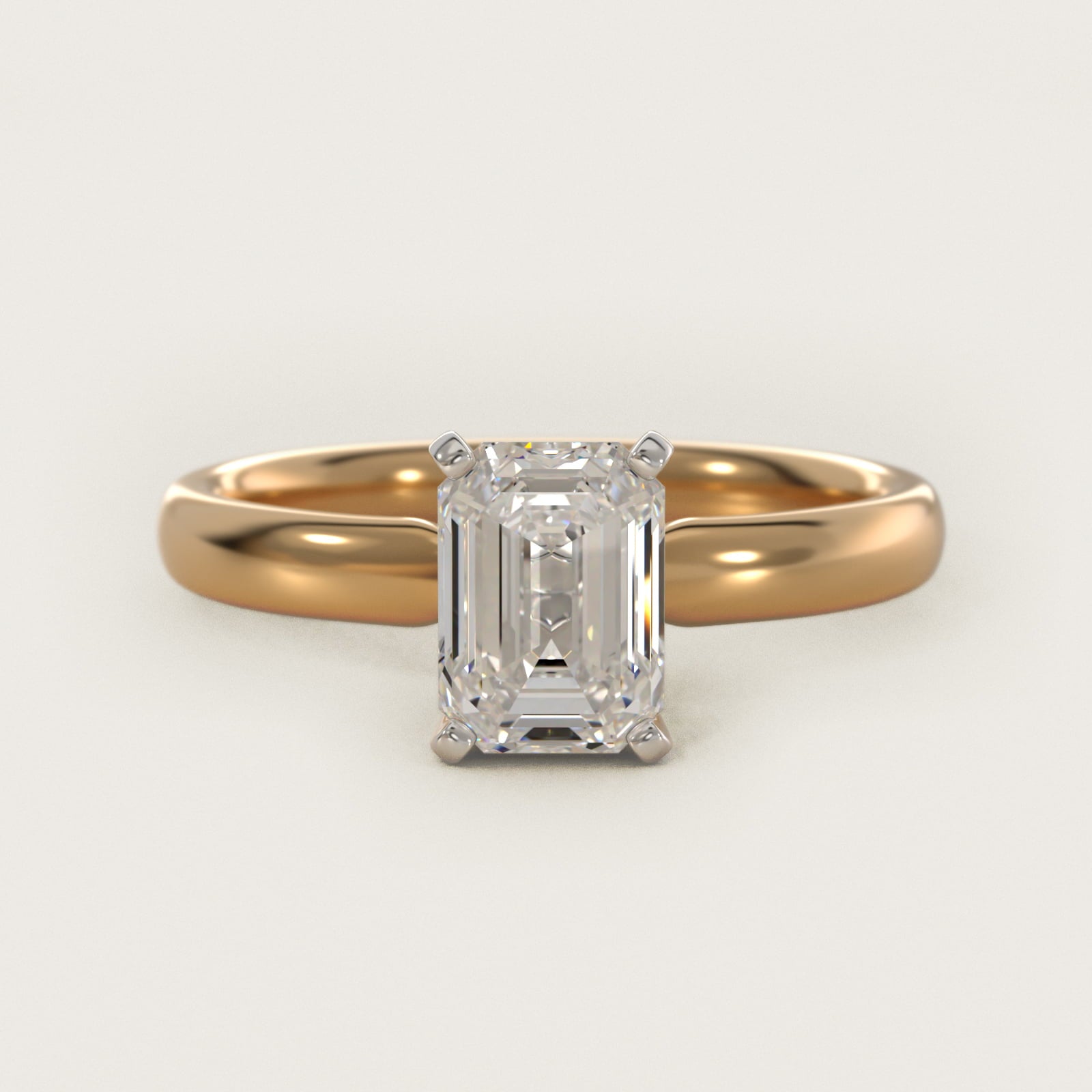 Classic Comfort Fit Solitaire Engagement Ring in 14K Yellow Gold (2.5mm) - Emerald Center