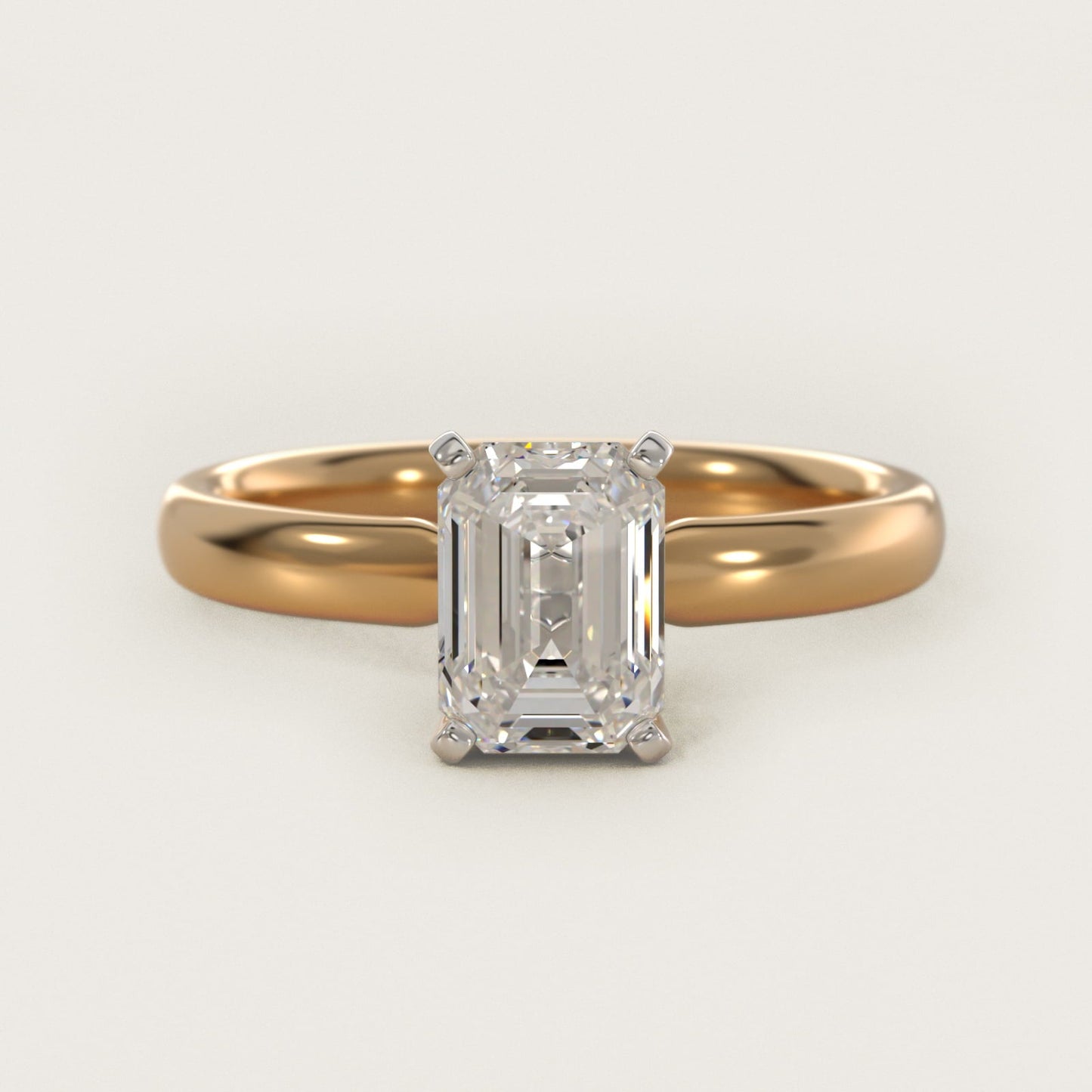 Classic Comfort Fit Solitaire Engagement Ring in 18k Yellow Gold (2.5mm) - Emerald Center
