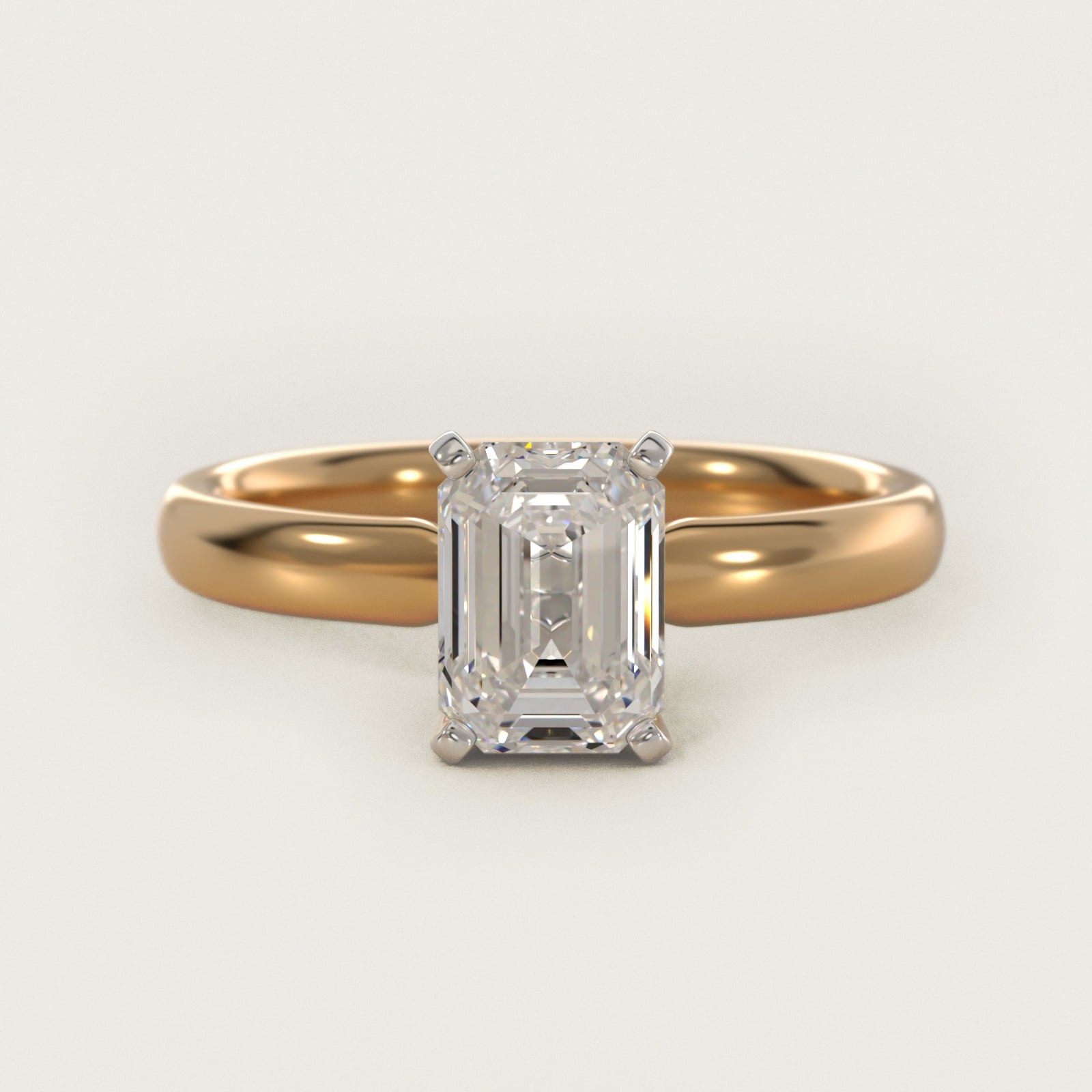 Classic Comfort Fit Solitaire Engagement Ring in 18k Yellow Gold (2.5mm) - Emerald Center