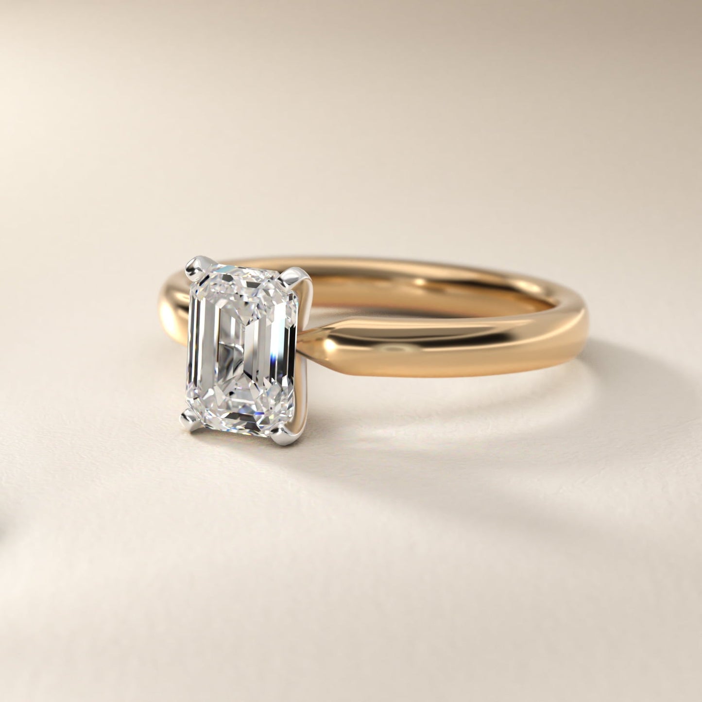 Classic Comfort Fit Solitaire Engagement Ring in 18k Yellow Gold (2.5mm) - Emerald Center