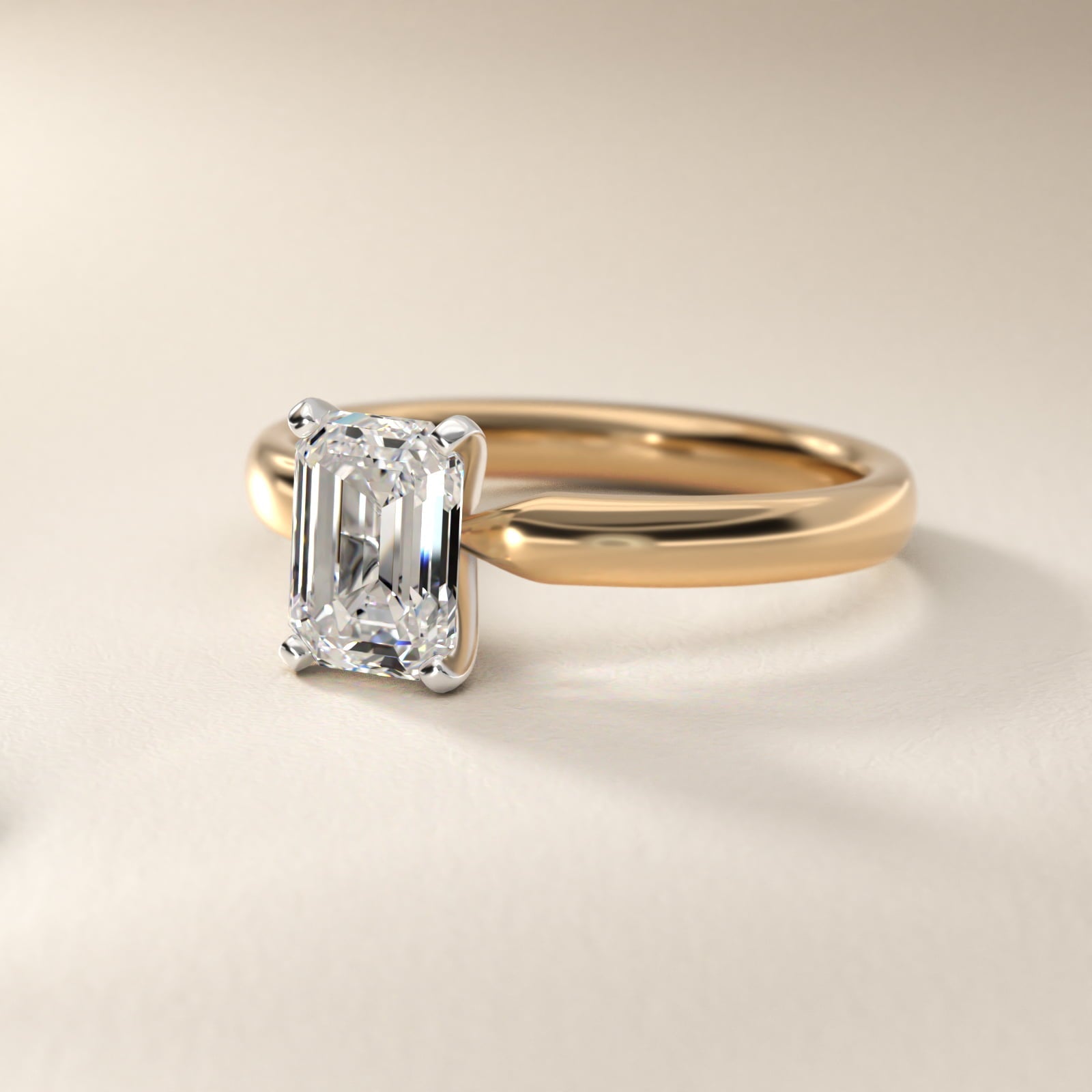Classic Comfort Fit Solitaire Engagement Ring in 18k Yellow Gold (2.5mm) - Emerald Center