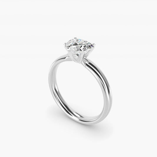 Classic Comfort Fit Solitaire Engagement Ring in 18k White Gold (2.5mm) - Heart Center