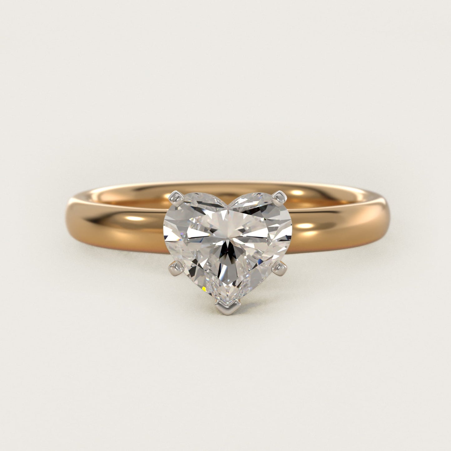 Classic Comfort Fit Solitaire Engagement Ring in 14K Yellow Gold (2.5mm) - Heart Center