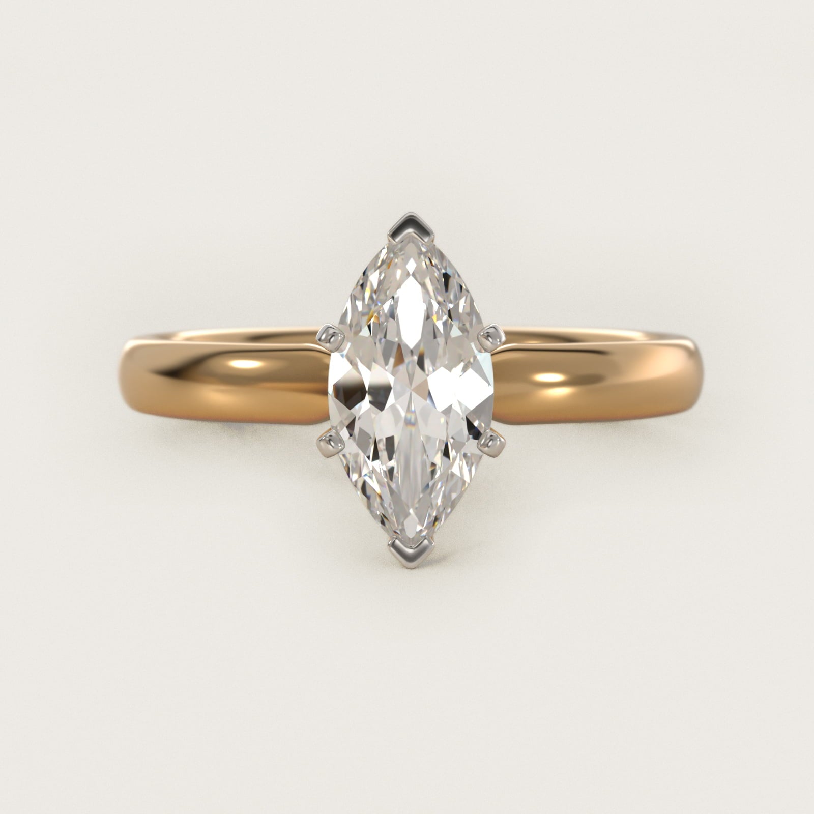 Classic Comfort Fit Solitaire Engagement Ring in 14K Yellow Gold (2.5mm) - Marquise Center