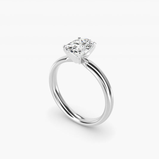 Classic Comfort Fit Solitaire Engagement Ring in 18k White Gold (2.5mm) - Oval Center