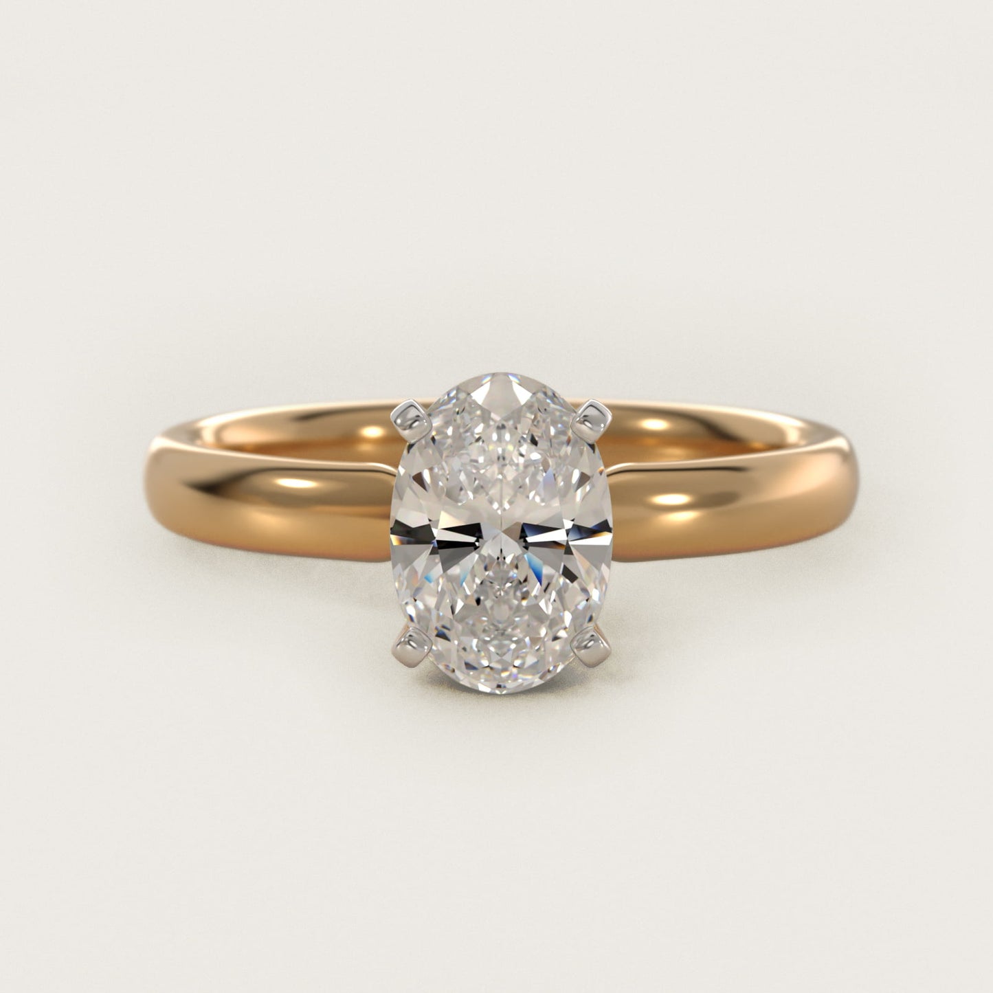 Classic Comfort Fit Solitaire Engagement Ring in 14K Yellow Gold (2.5mm) - Oval Center