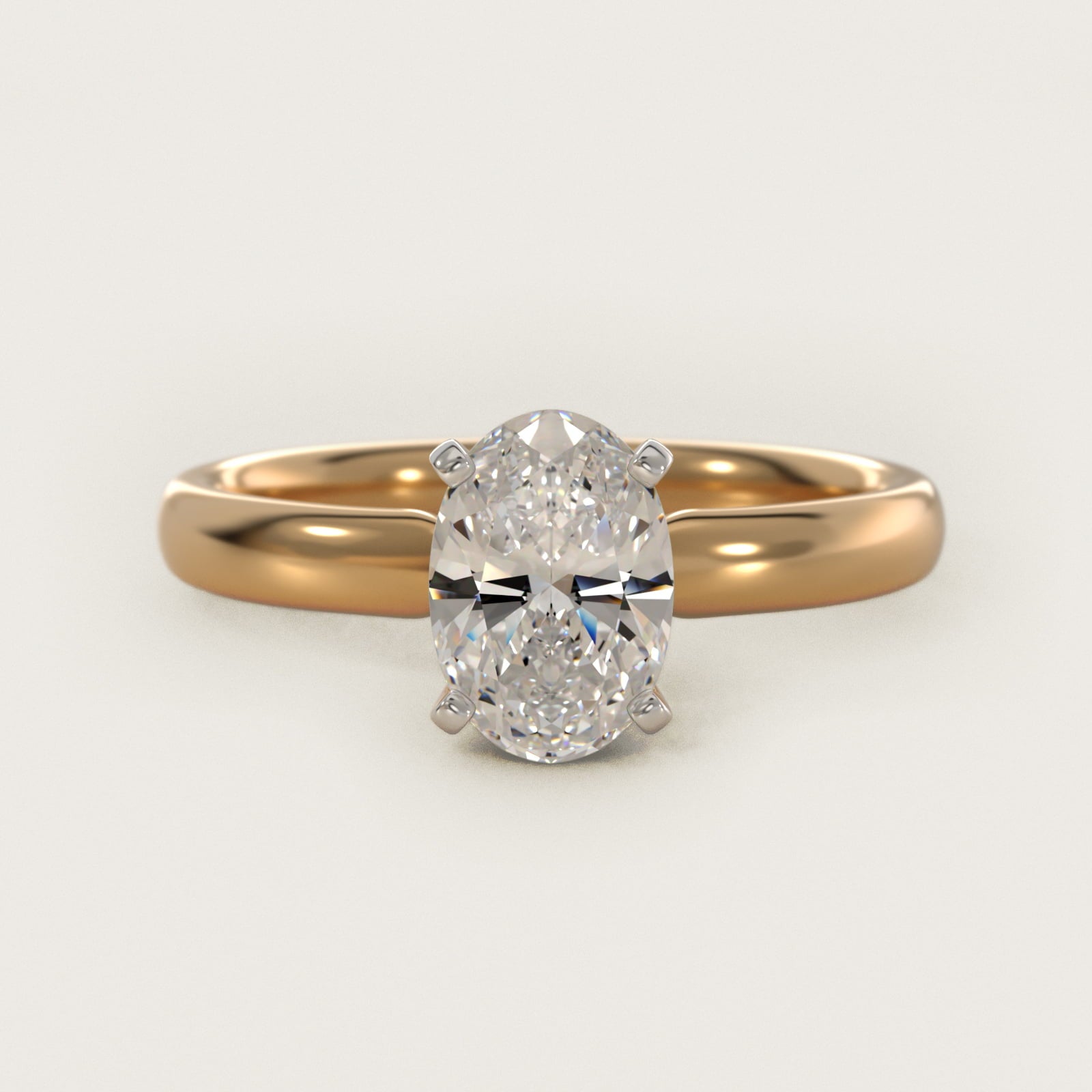 Classic Comfort Fit Solitaire Engagement Ring in 14K Yellow Gold (2.5mm) - Oval Center