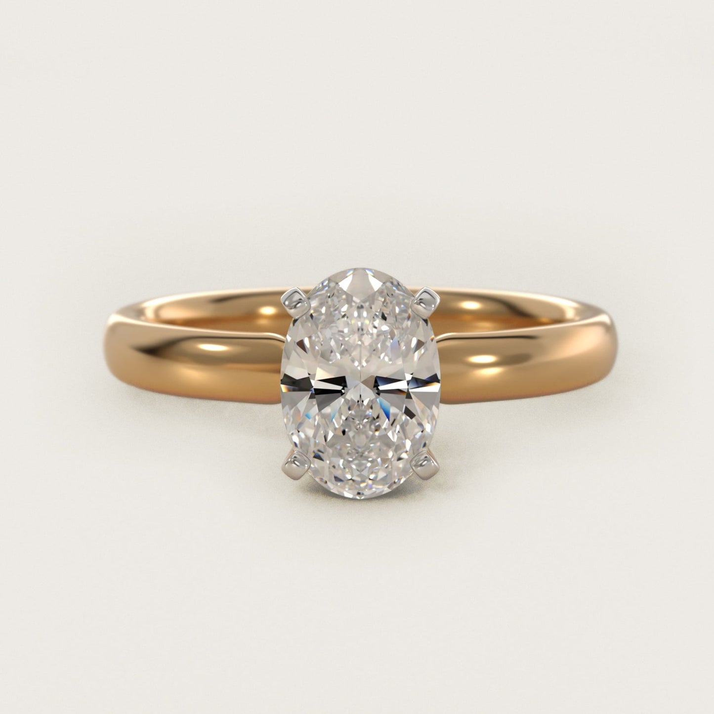 Classic Comfort Fit Solitaire Engagement Ring in 18k Yellow Gold (2.5mm) - Oval Center