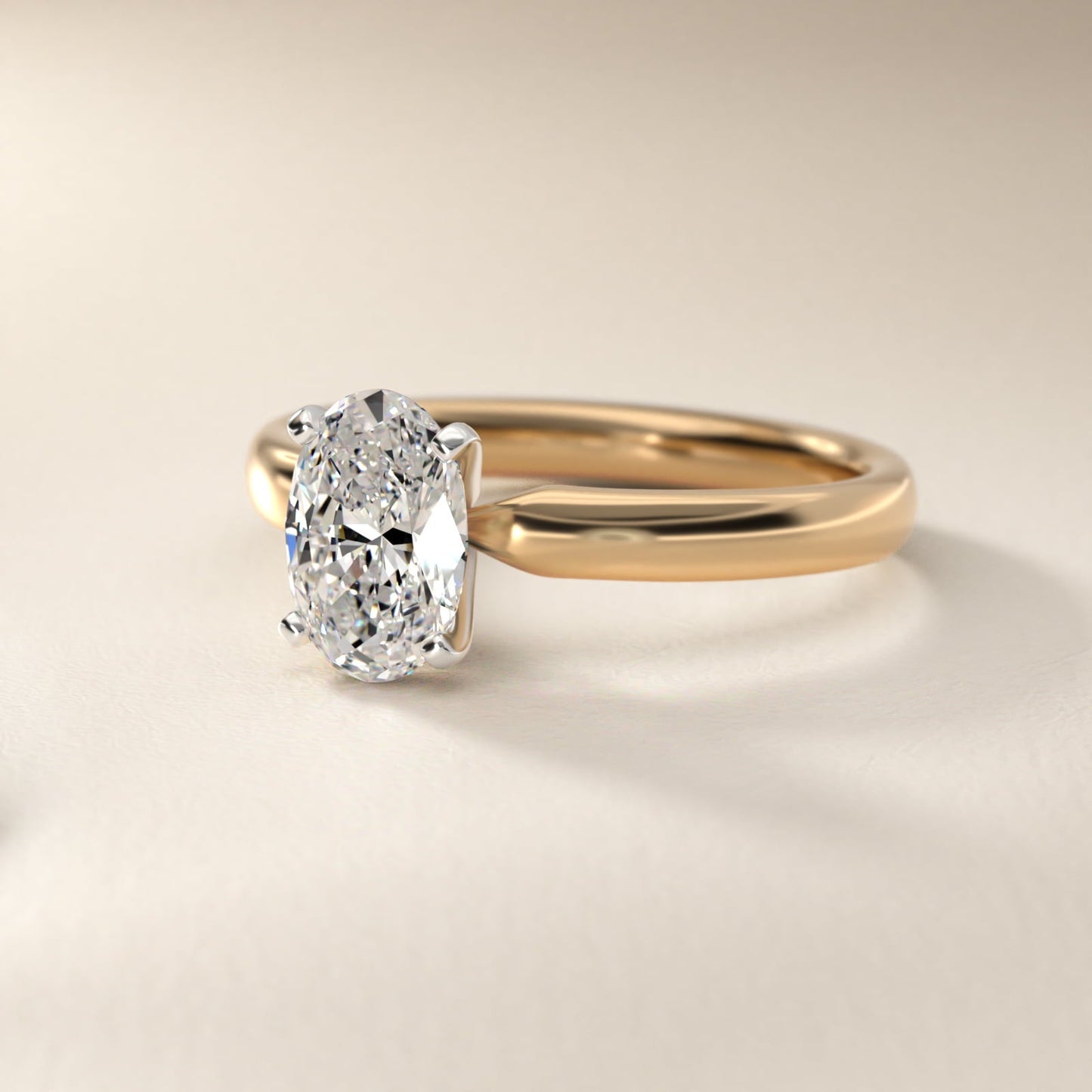 Classic Comfort Fit Solitaire Engagement Ring in 18k Yellow Gold (2.5mm) - Oval Center