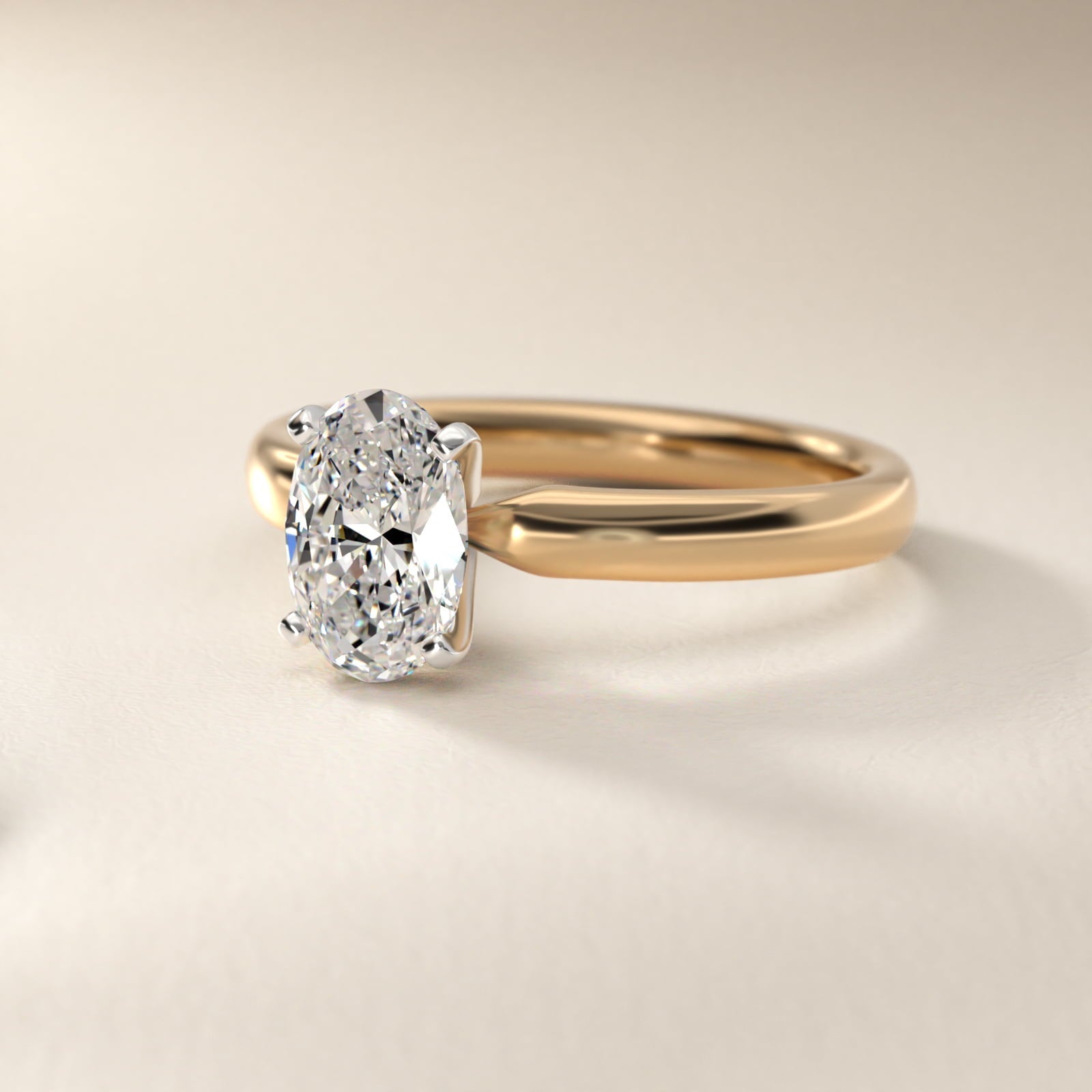 Classic Comfort Fit Solitaire Engagement Ring in 18k Yellow Gold (2.5mm) - Oval Center